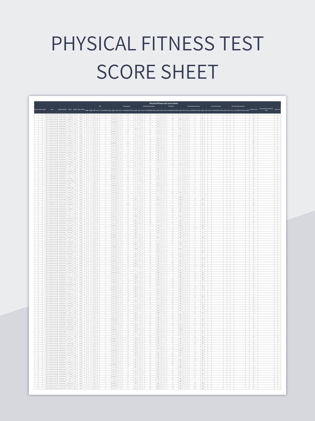 Physical Fitness Test Score Sheet Excel Template And Google Sheets File For Free Download Slidesdocs Physical Fitness Test Score Sheet Excel Template And Google Sheets File For Free Download Slidesdocs