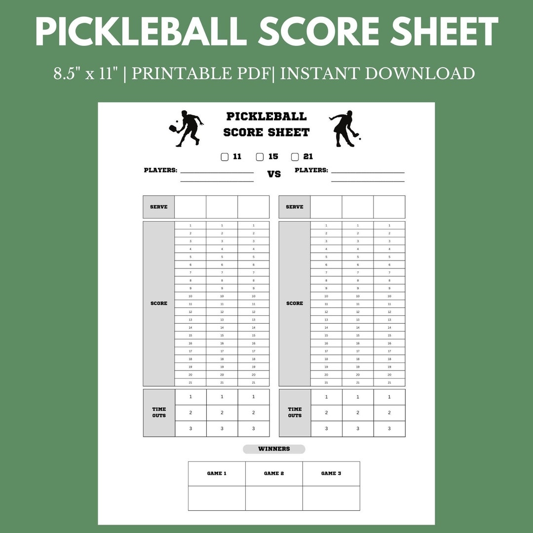 Pickleball Score Sheet 8 5 Pickleball Score Sheet 8 5