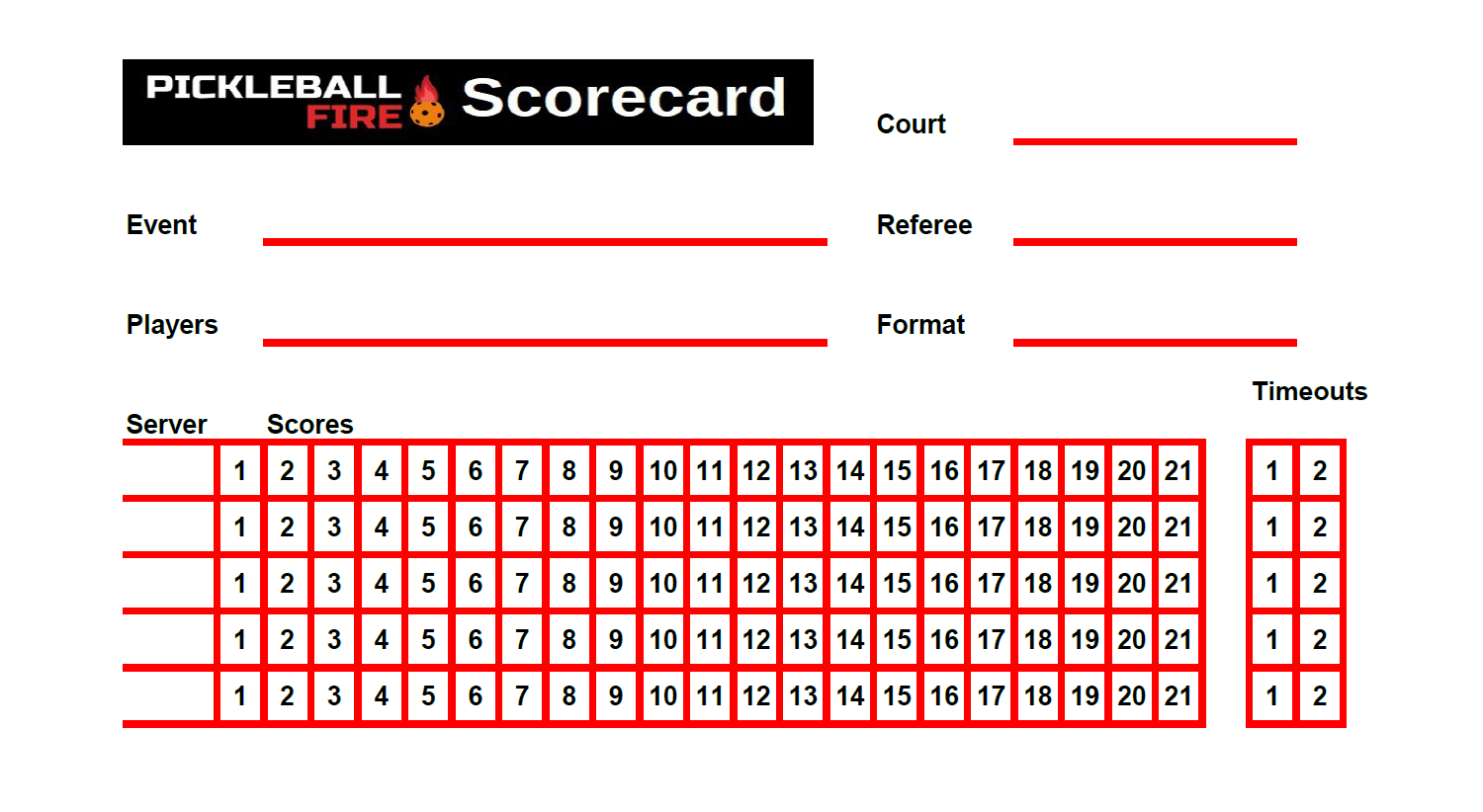 Pickleball Scorecard Printable PDF Score Sheet Pickleball Fire Pickleball Scorecard Printable PDF Score Sheet Pickleball Fire