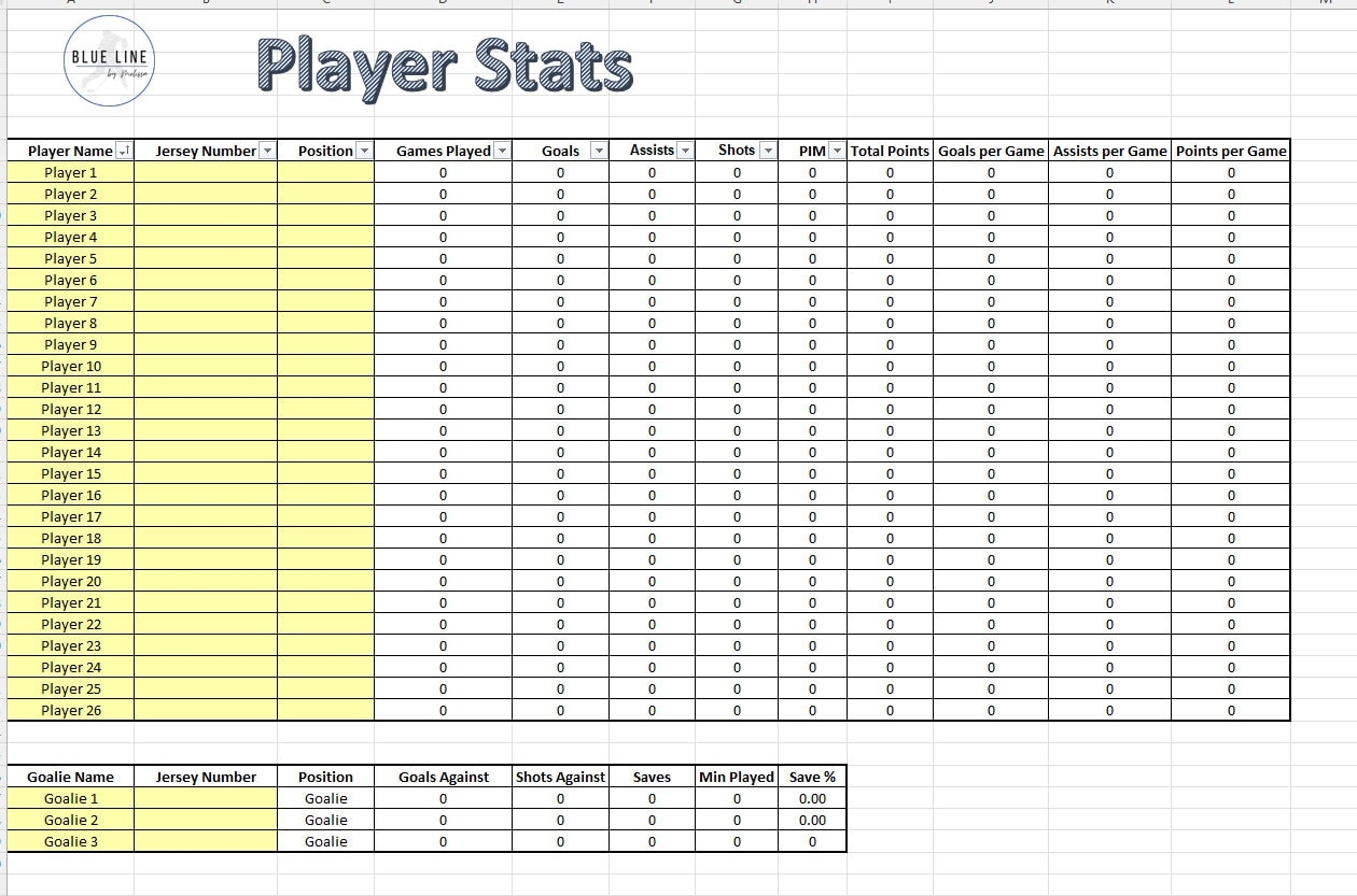 Player Stats Spreadsheet For Hockey Team Manager Stats Template Excel Template Sports Team Manager Spreadsheet Team Manager Template Player Stats Spreadsheet For Hockey Team Manager Stats Template Excel Template Sports Team Manager Spreadsheet Team Manager Template