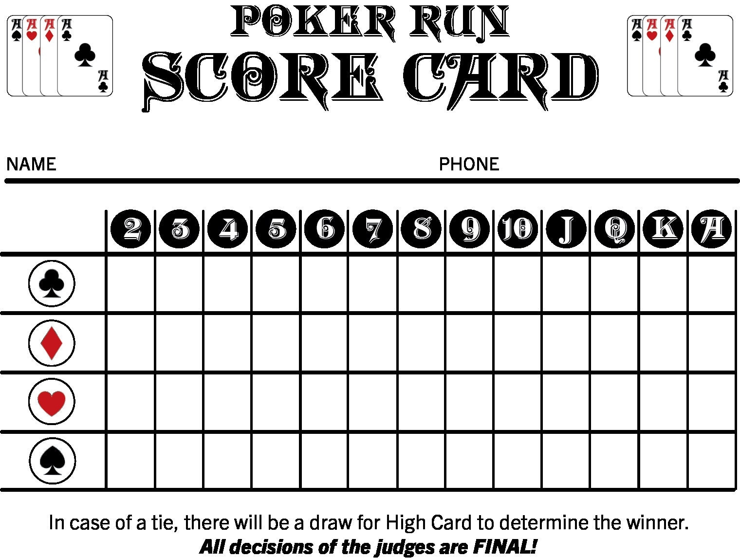 Poker Run Score Cards Etsy Poker Run Score Cards Etsy