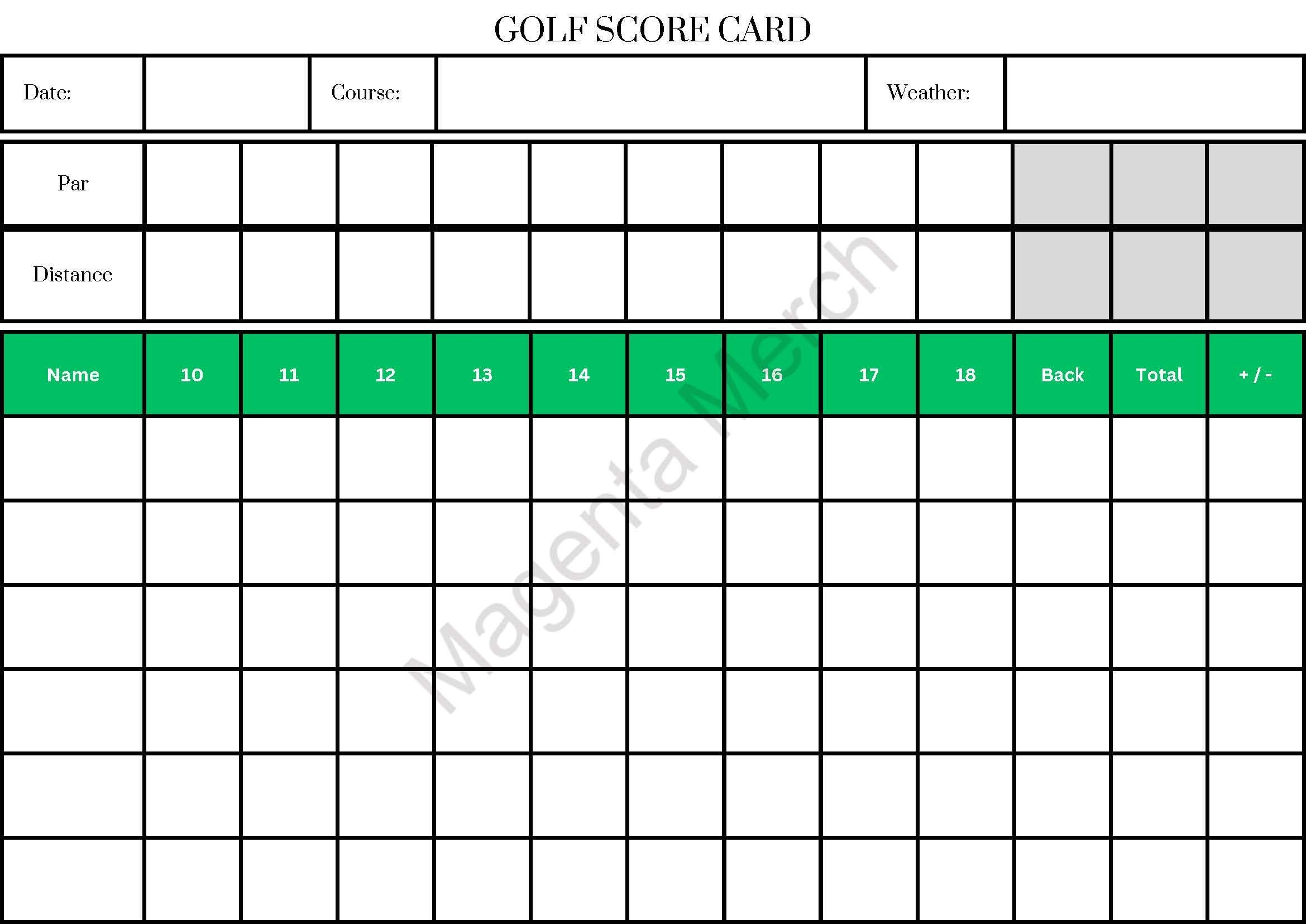 Printable 18 Hole Golf Score Card PDF Formats Etsy
