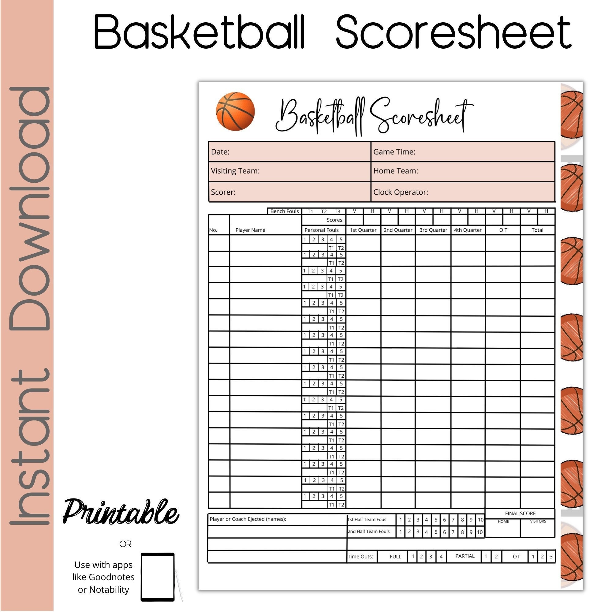 Basketball Score Sheet Filled Out