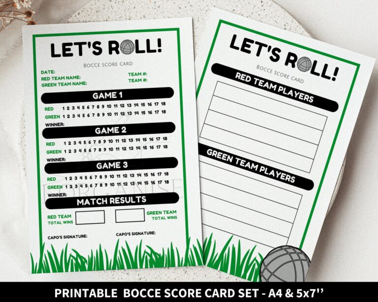 Printable Bocce Scorecards Bocce Score Cards Bocce Ball Game Backyard Games Outdoor Party Games Bocce Score Tracker Outdoor Lawn Games Etsy