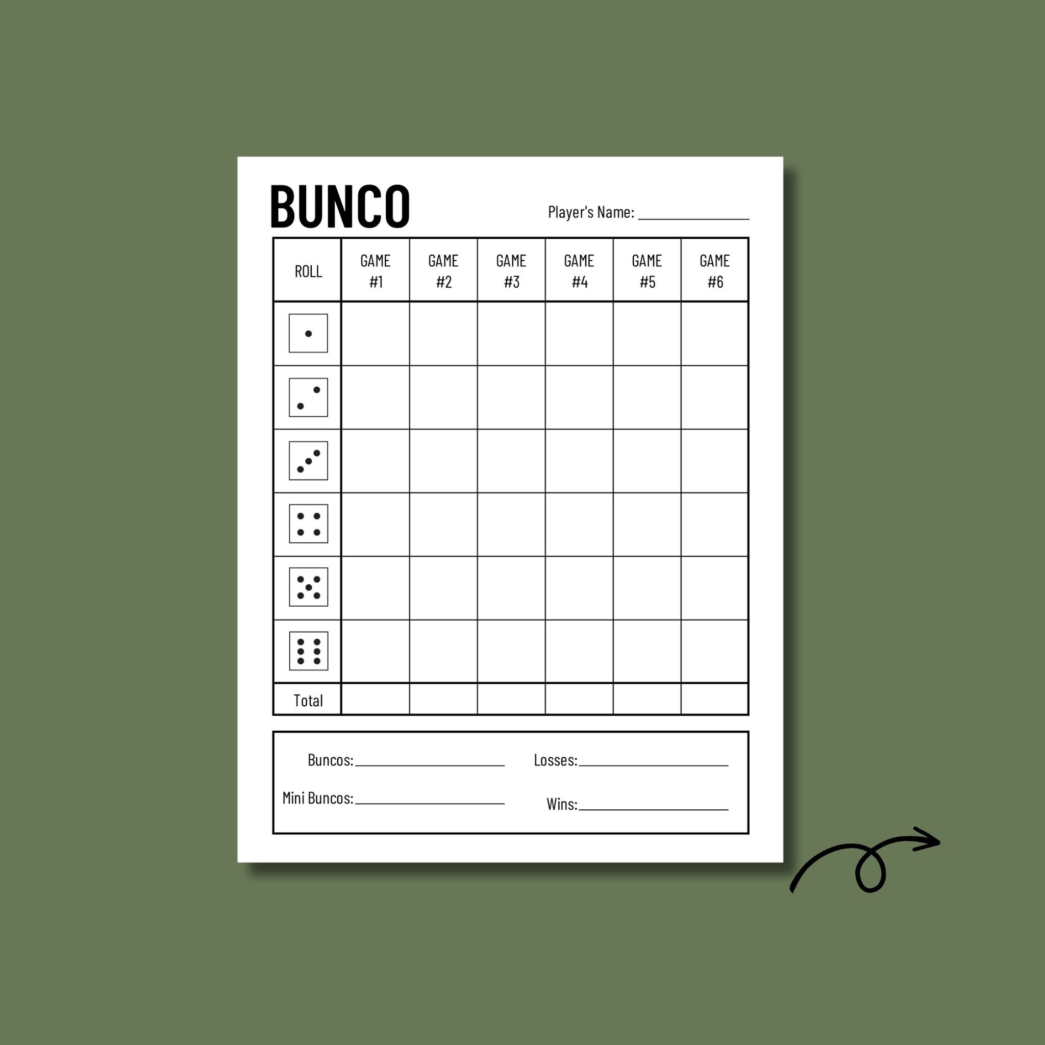 Bunco Score Sheets 3 Rounds