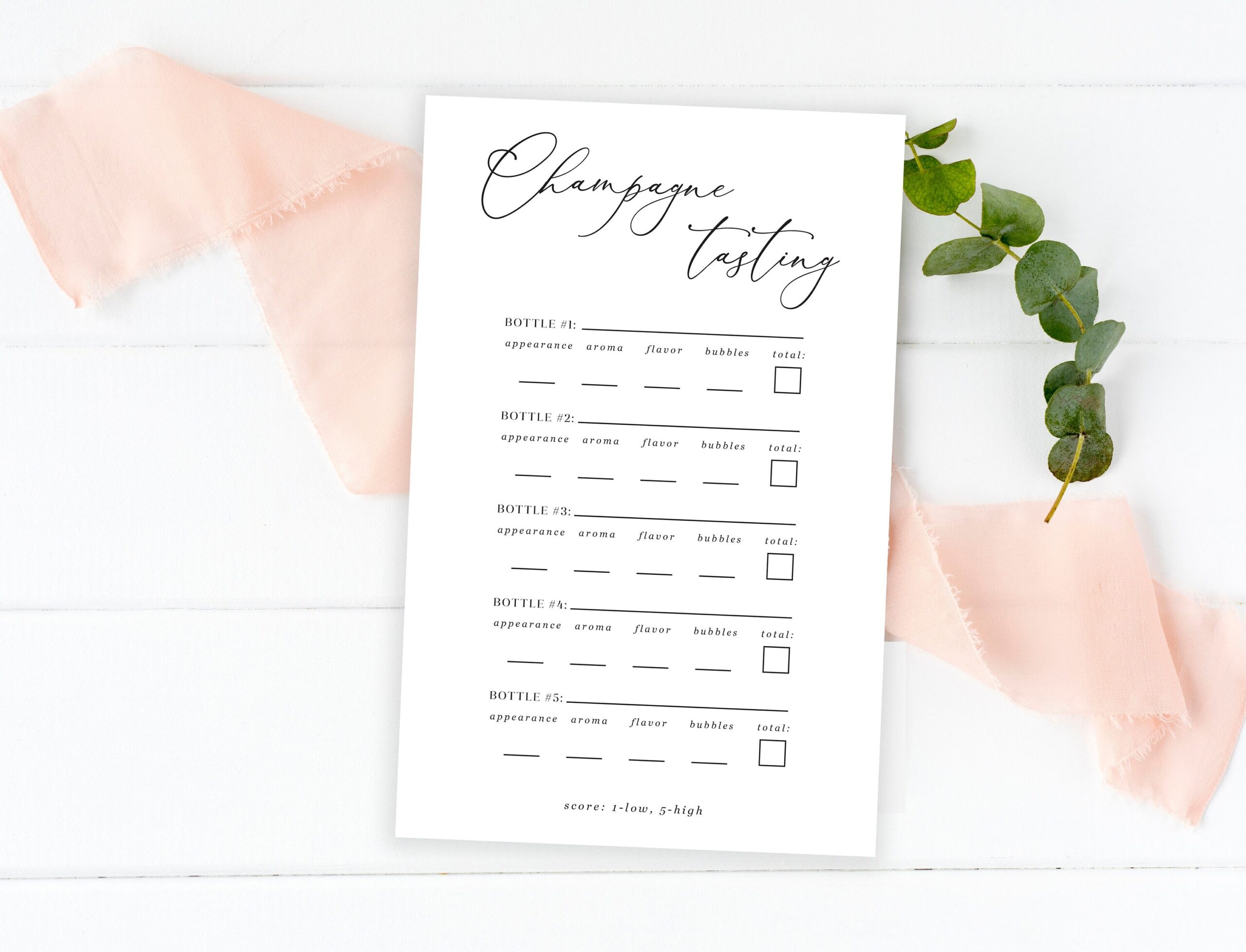 Champagne Tasting Score Sheet Free