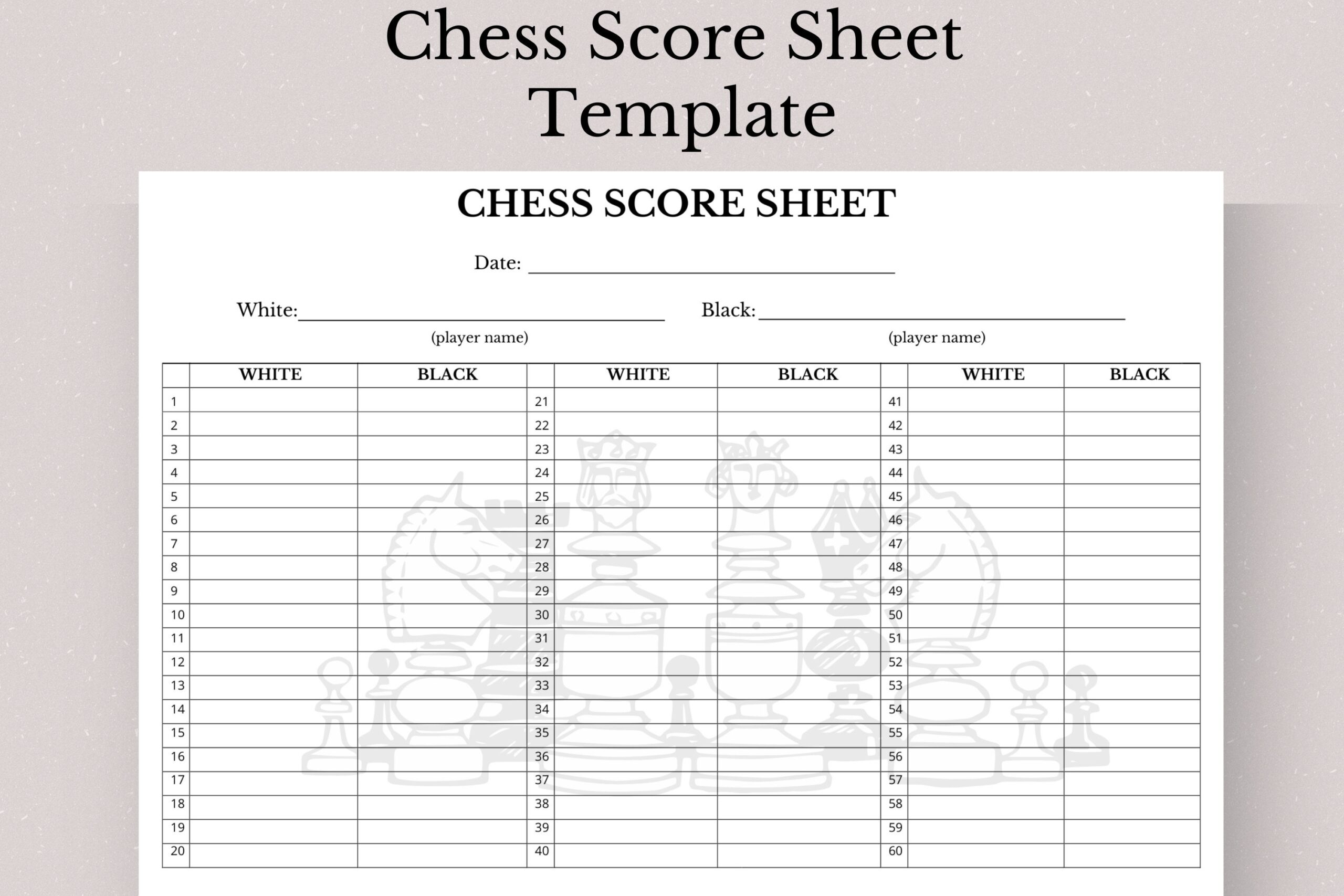Free Chess Score Sheets Printable Free Chess Score Sheets Printable