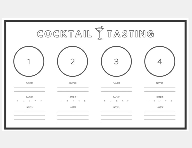 PRINTABLE Cocktail Tasting Score Sheet Placemat Etsy Sweden