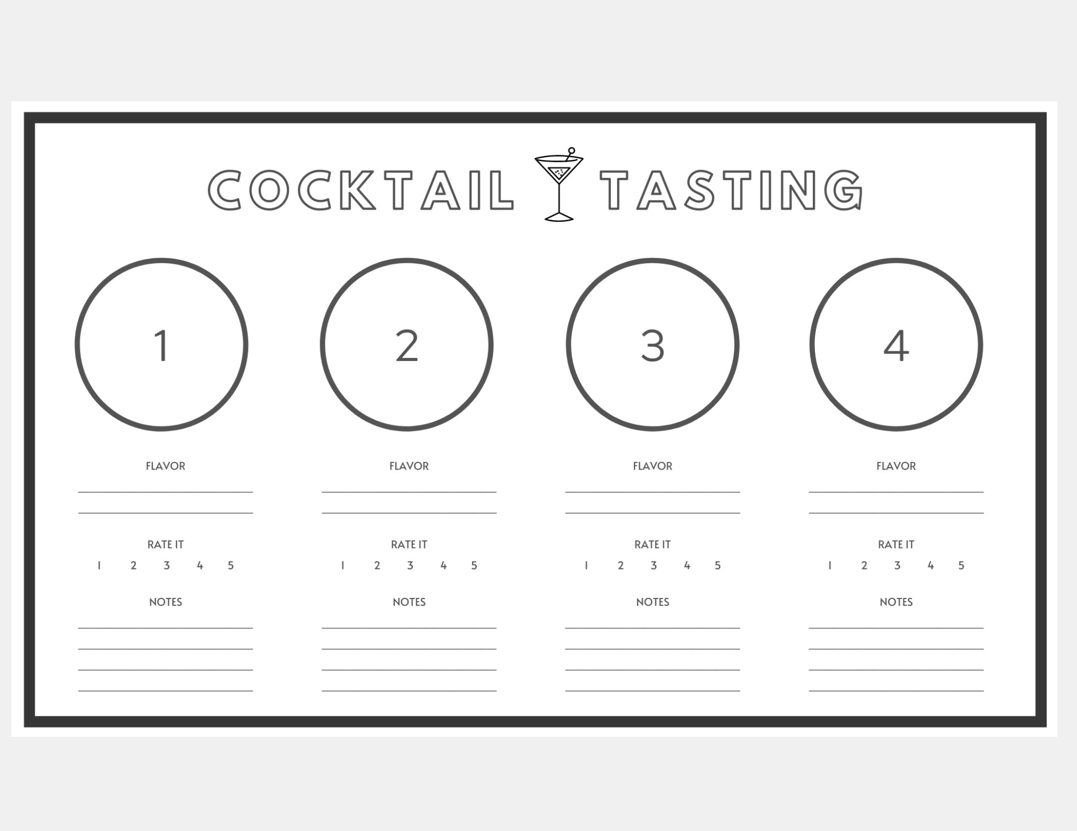 PRINTABLE Cocktail Tasting Score Sheet Placemat Etsy Sweden PRINTABLE Cocktail Tasting Score Sheet Placemat Etsy Sweden