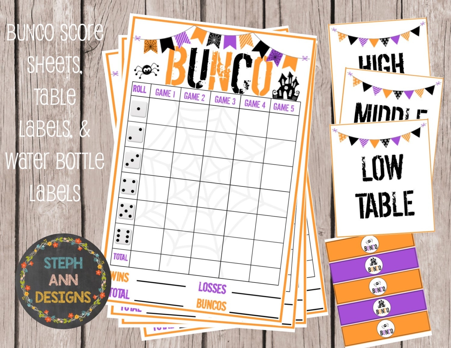 Printable Halloween Bunco Set Etsy Printable Halloween Bunco Set Etsy