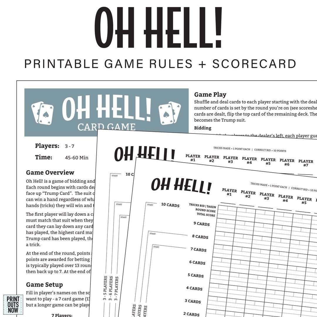 Printable Oh Hell Games Rules U0026 Score Sheet Elevator Bust Up And Down The River Etc A4 And Letter Sizes Included Etsy Printable Oh Hell Games Rules U0026 Score Sheet Elevator Bust Up And Down The River Etc A4 And Letter Sizes Included Etsy