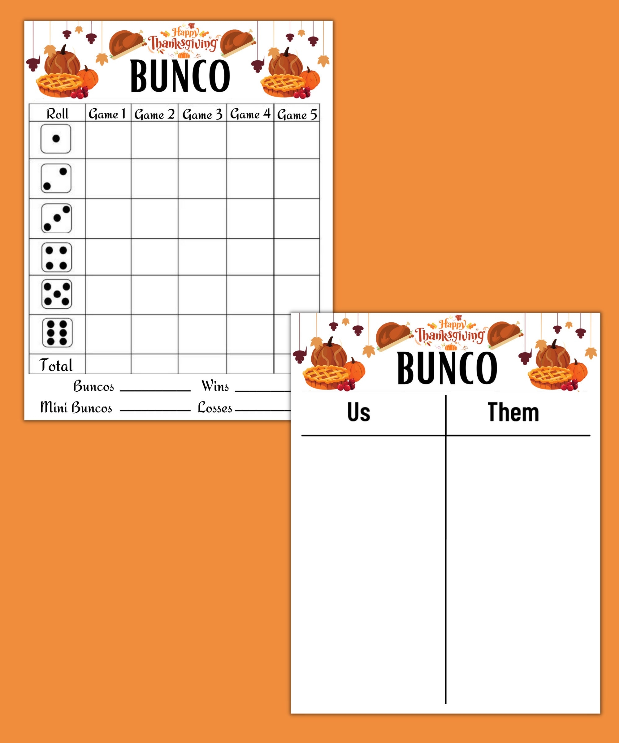 Printable Thanksgiving Bunco Score Card Sheet Bunco Printable 