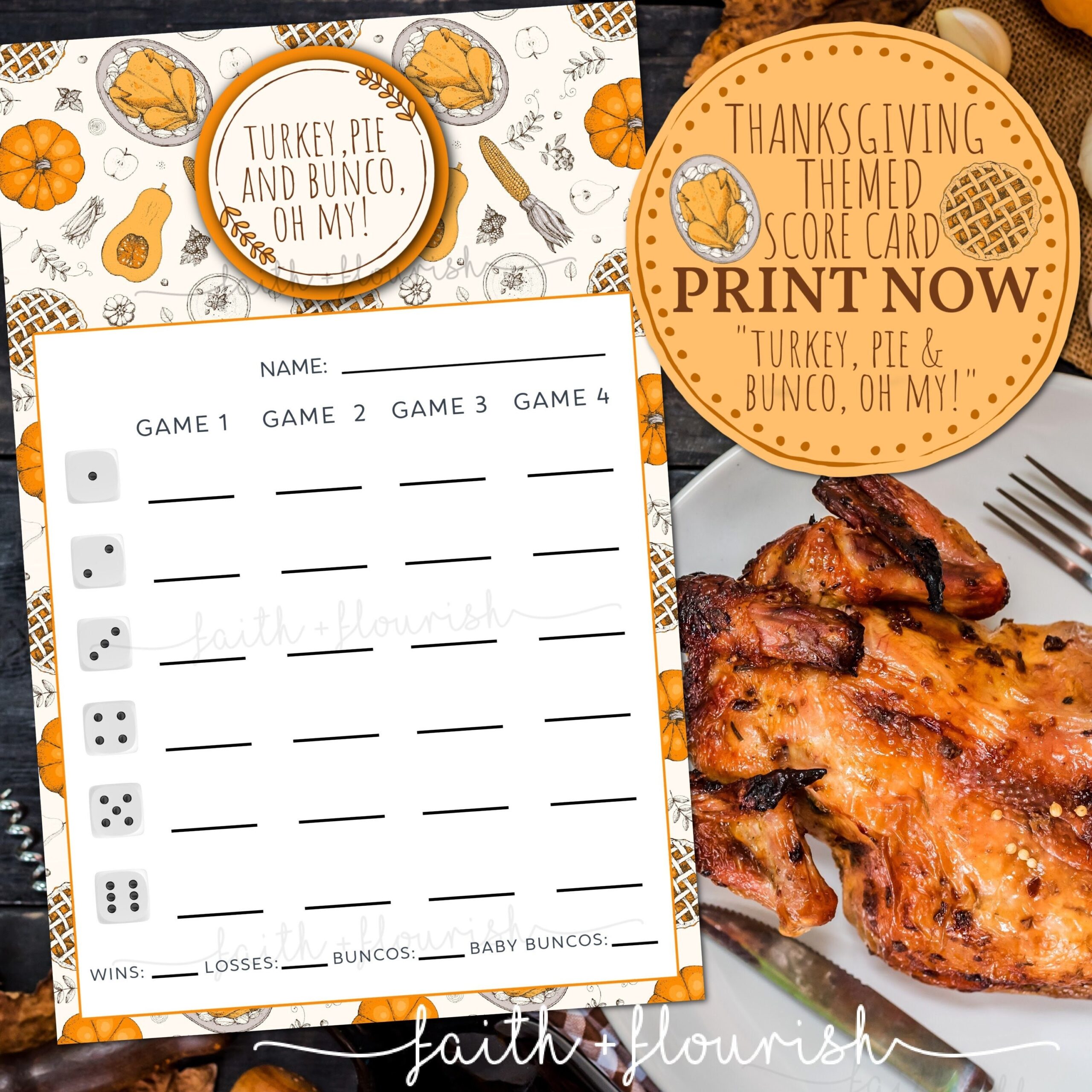 Bunco Score Sheet Thanksgiving Bunco Score Sheet Thanksgiving
