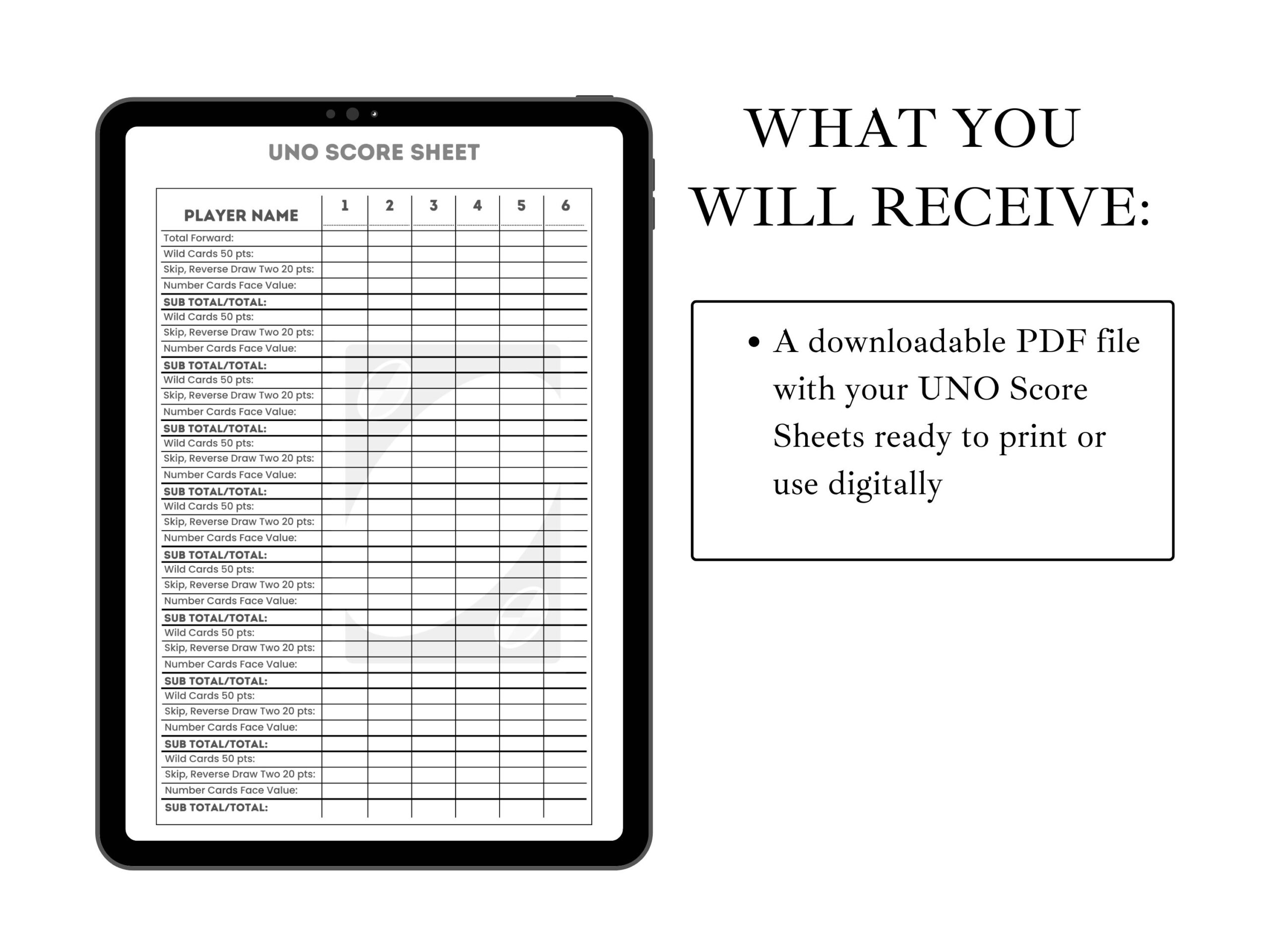 Free Printable Uno Score Sheet