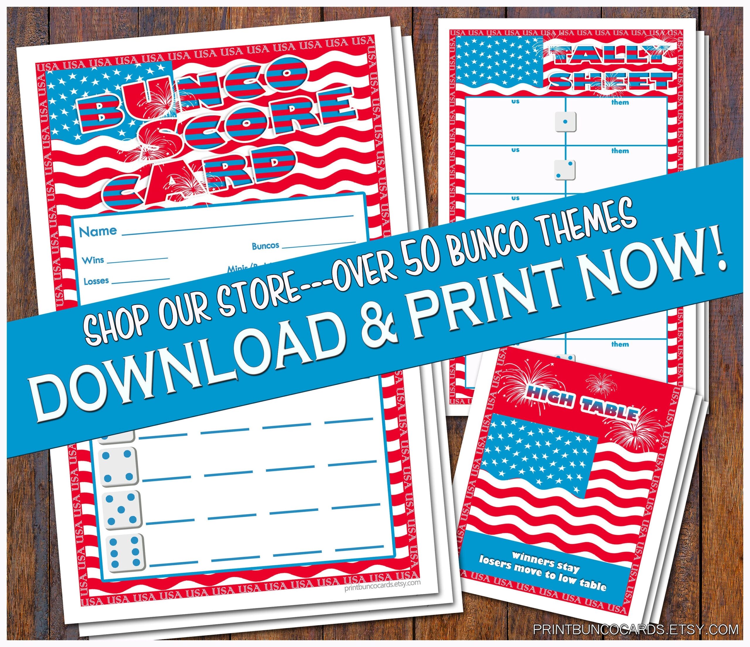 Printable USA Patriotic memorial Day Or 4th Of July Bunco Cards Printable USA Patriotic memorial Day Or 4th Of July Bunco Cards