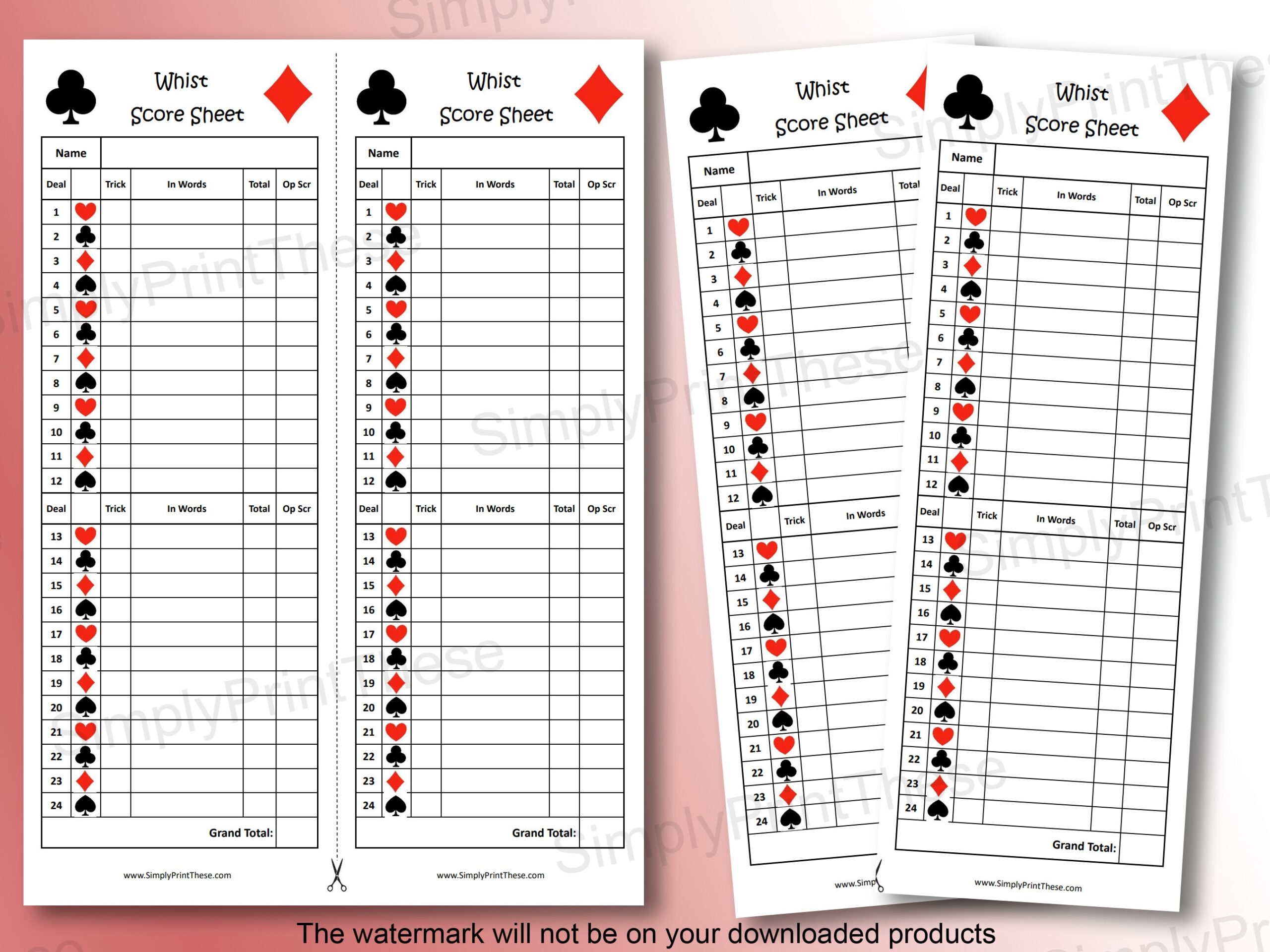 Printable Whist Score Sheets To Record Your Whist Card Games Whist Score Card Learn To Play Whist Instant Download Etsy New Zealand