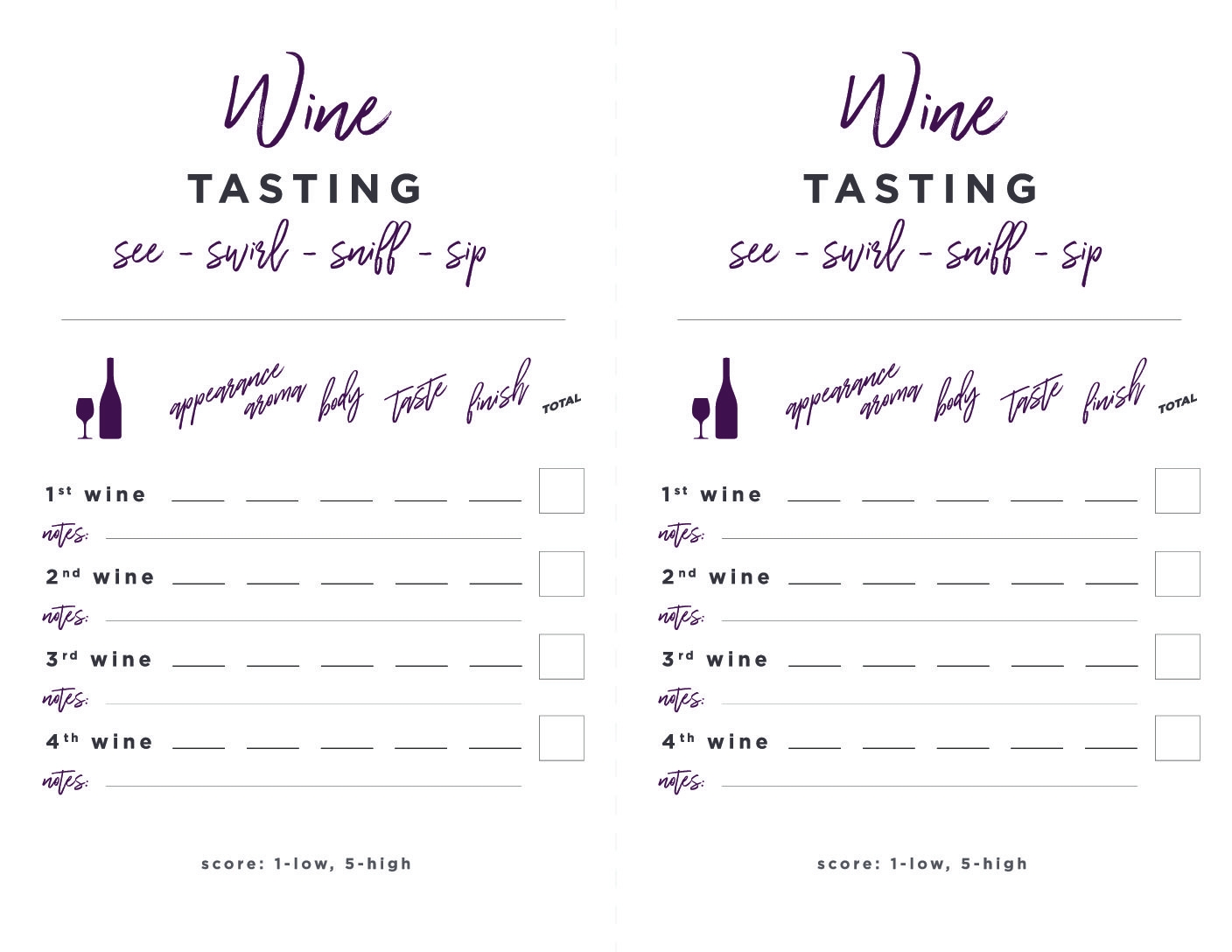 Printable Wine Tasting Sheets Printable Party Favors Printable Wine Tasting Sheets Printable Party Favors