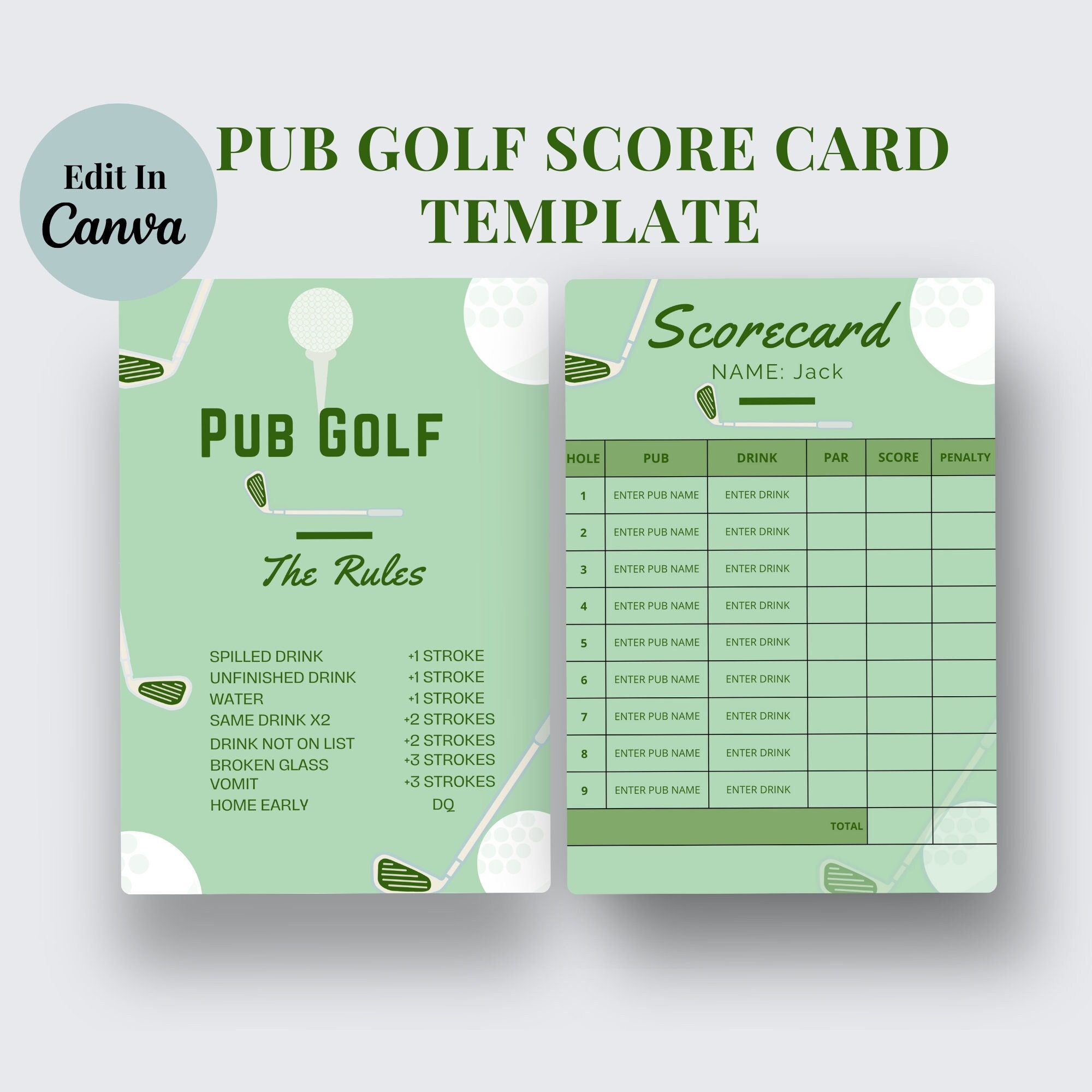 Pub Golf Scorecard Crawl Pub Golf Bachelor Party Games Pub Golf Bar Crawl Template Scorecard Bar Golf Score Template Golf Birthday Game Card Etsy UK