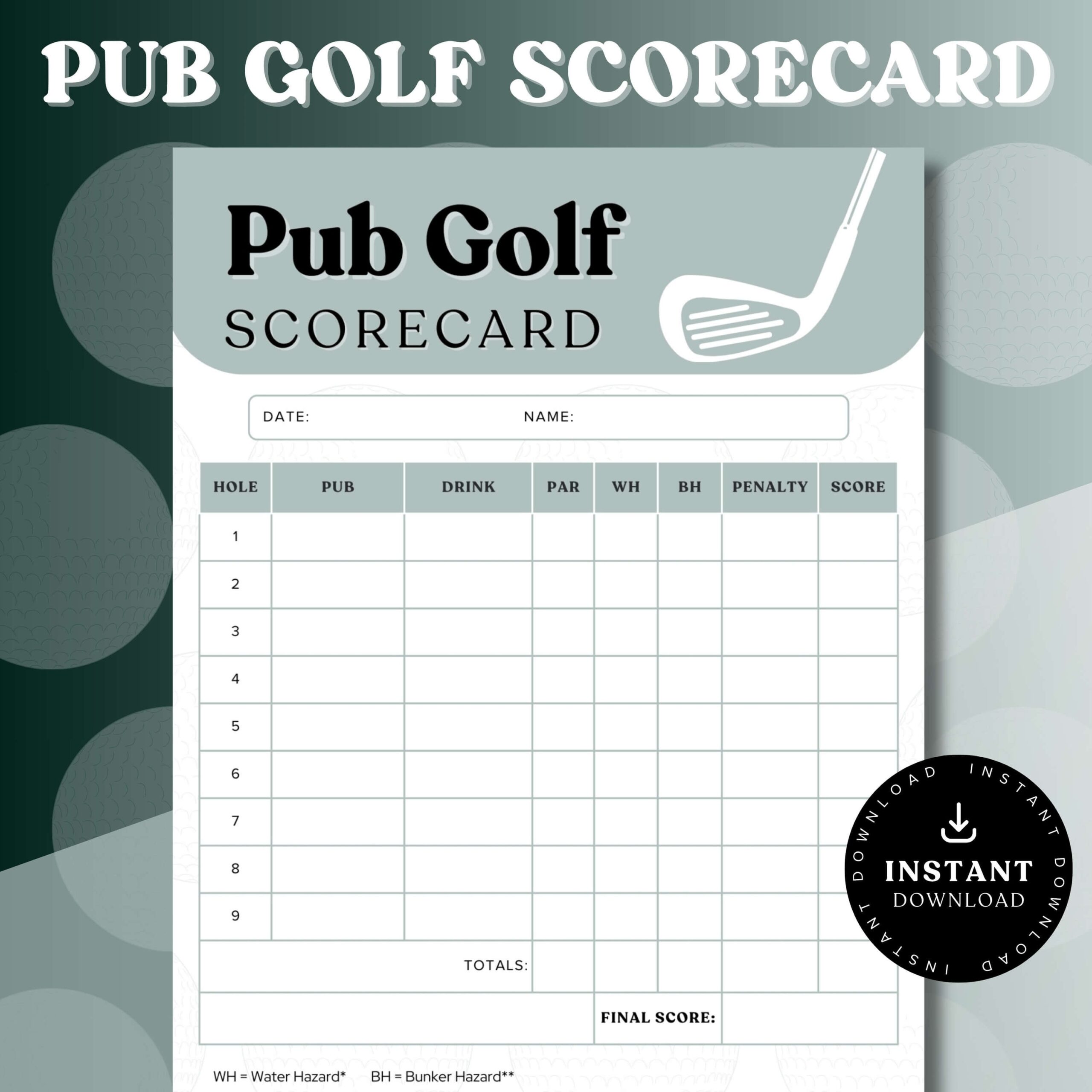 Pub Golf Scorecard Editable Pub Golf Template Bar Golf Scorecard Awesome Pub Bar Golf Crawl Drinking Games Fun Bar Crawl Games Etsy