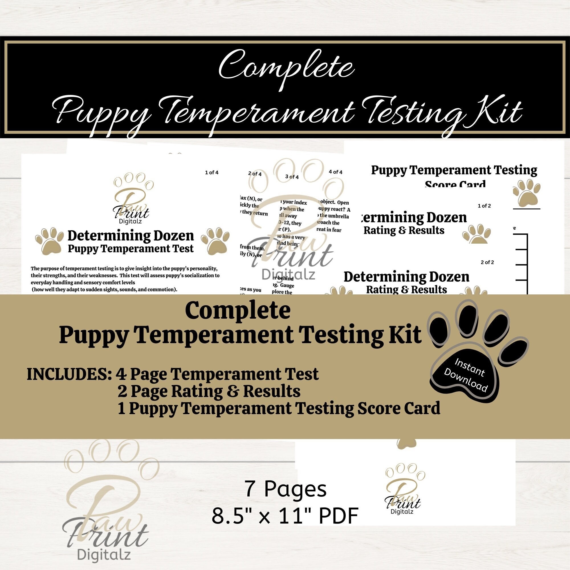 Volhard Puppy Test Score Sheet