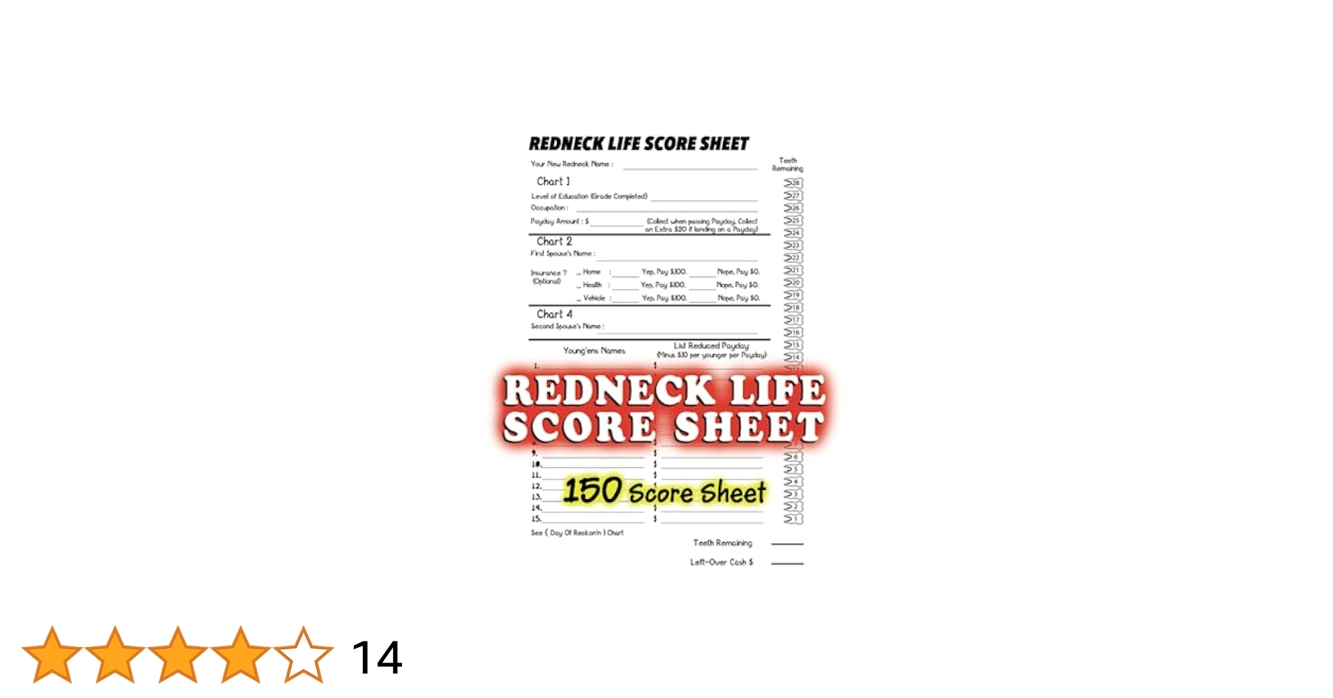 Redneck Life Score Sheet 150 Scoring Sheet For Play Redneck Life Record Book Letter Size 