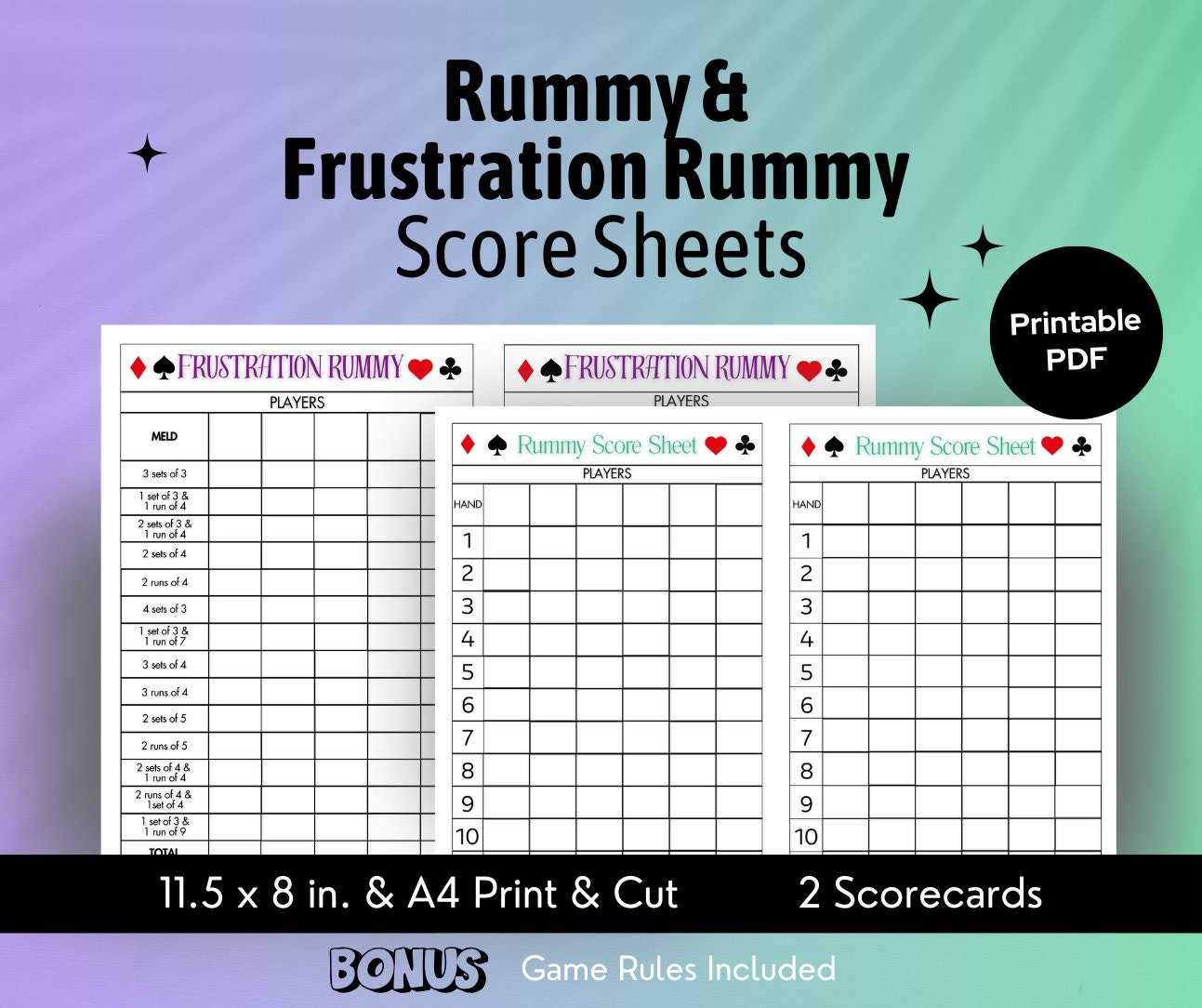 Rummy Score Sheet Frustration Rummy Score Sheet Printable Score 