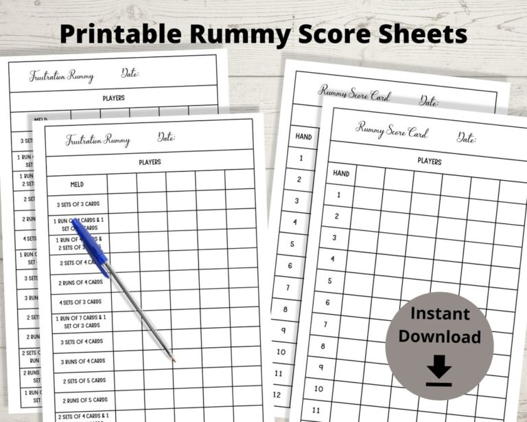 Rummy Score Sheets Frustration Rummy Score Cards Gin Rummy Scoring Sheets Printable Rummy Tracker Card Game Scoring Etsy