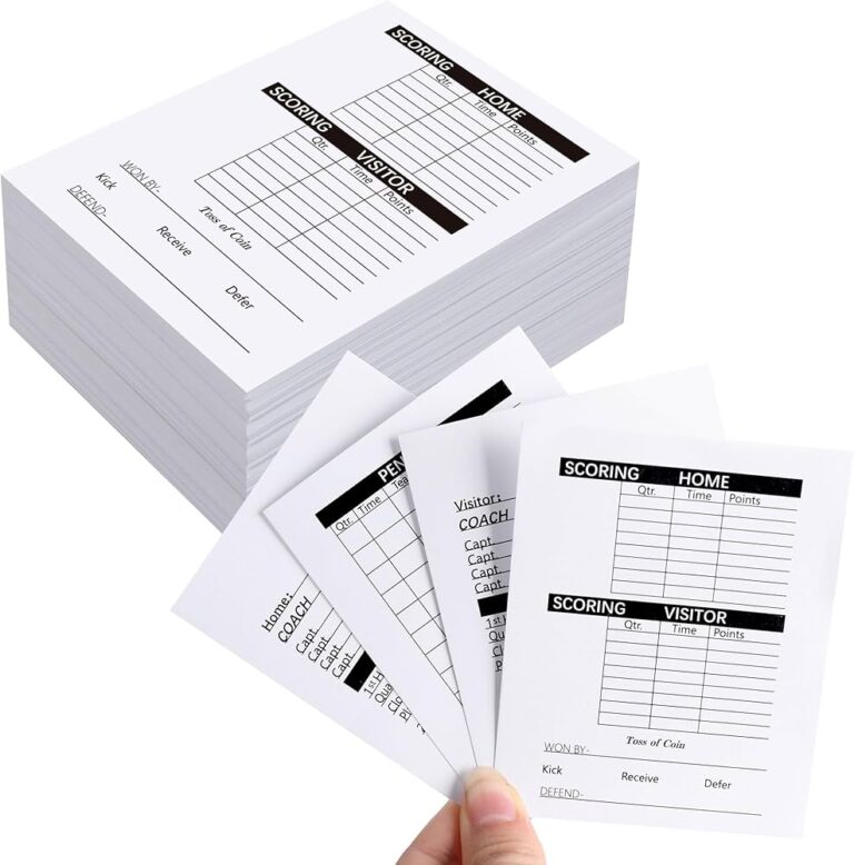RunNico 50 Sets Football Referee Score Card Thick Print Soccer Referee Score Sheets Officials Football Game Card For Sports Competition Activities