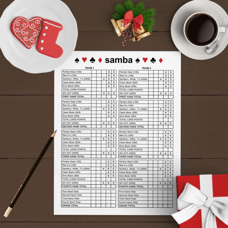 Samba Scoring Pad Personalized Name s 