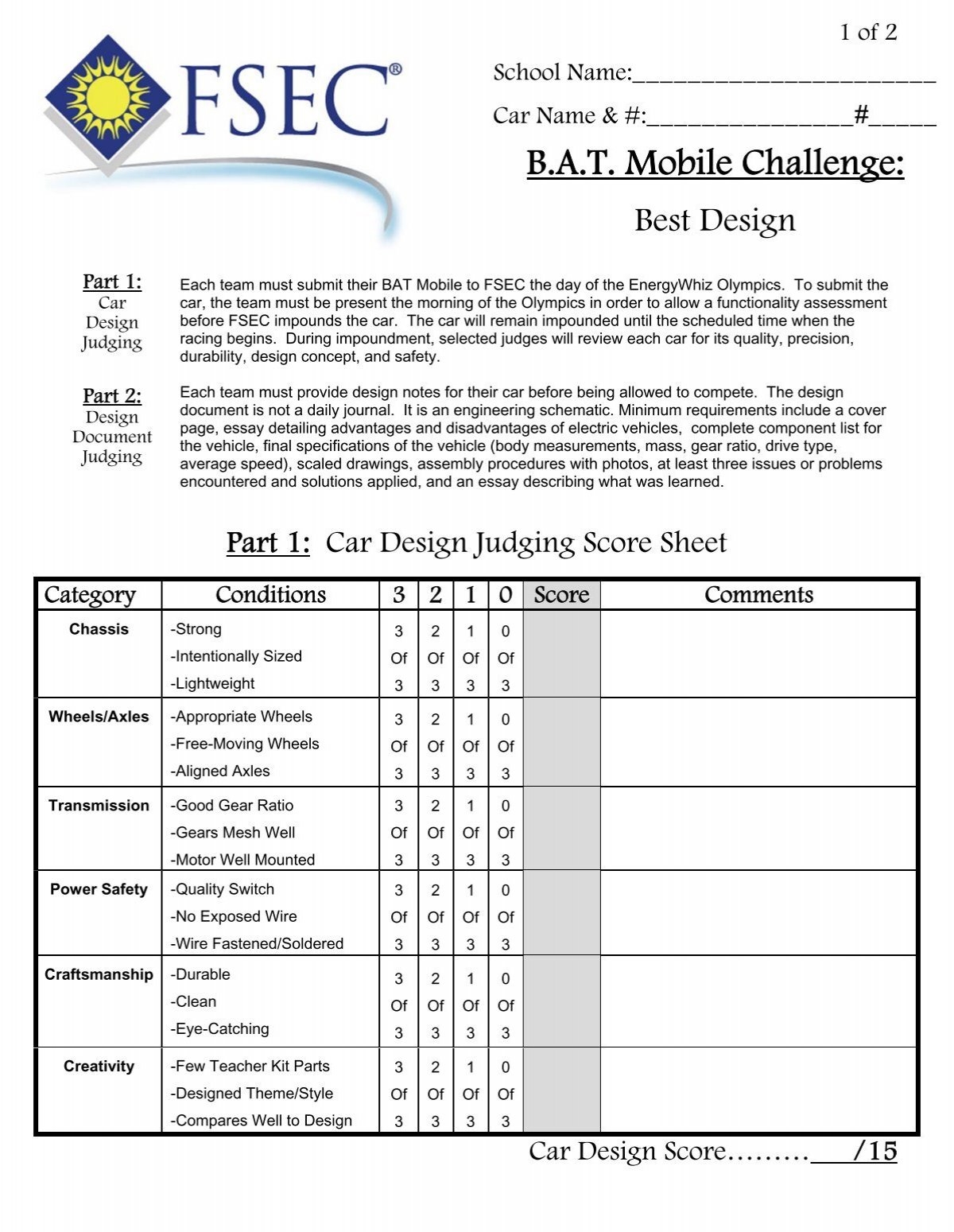 Sample Judging Score Sheet