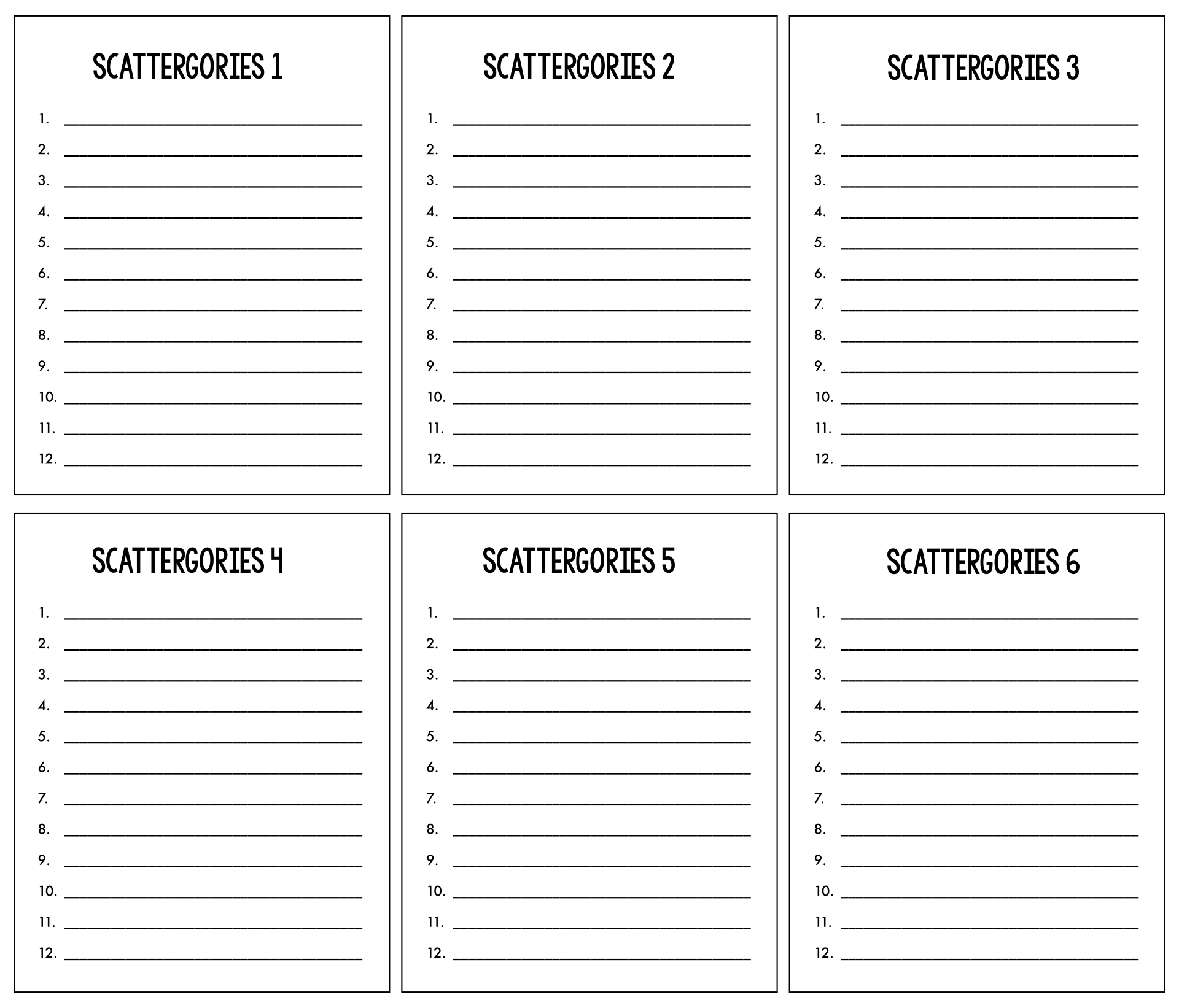Scattergories Sheets 10 Free PDF Printables Printablee Scattergories Sheets 10 Free PDF Printables Printablee