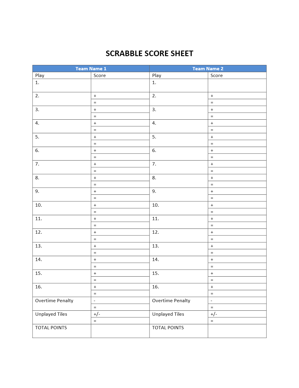 Score Sheet Archives Freewordtemplates