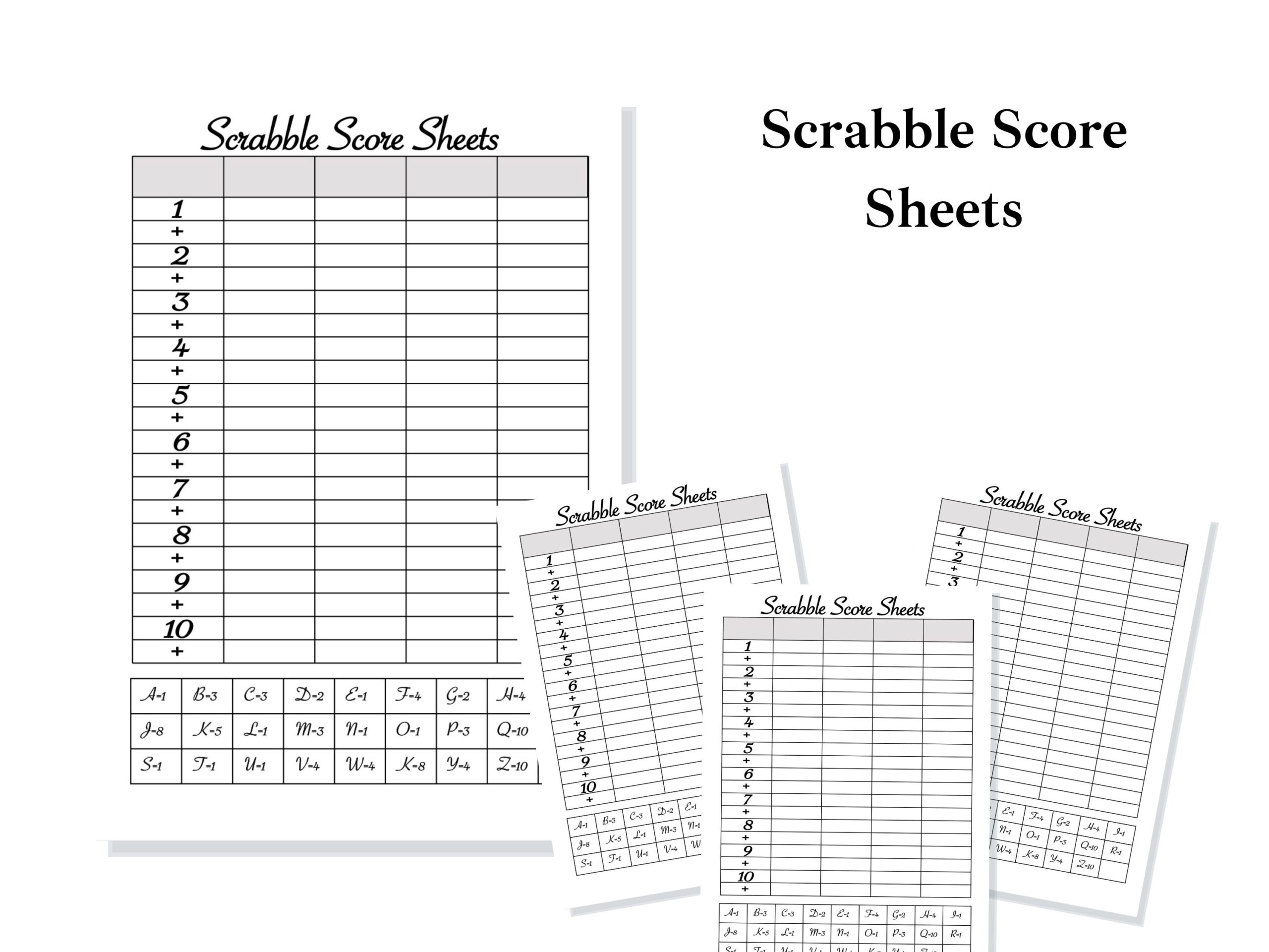 Scrabble Score Card Printable Scrabble Score Sheet Scrabble Score Pad Scrabble Game Scrabble Scoring Scrabble Scorecard