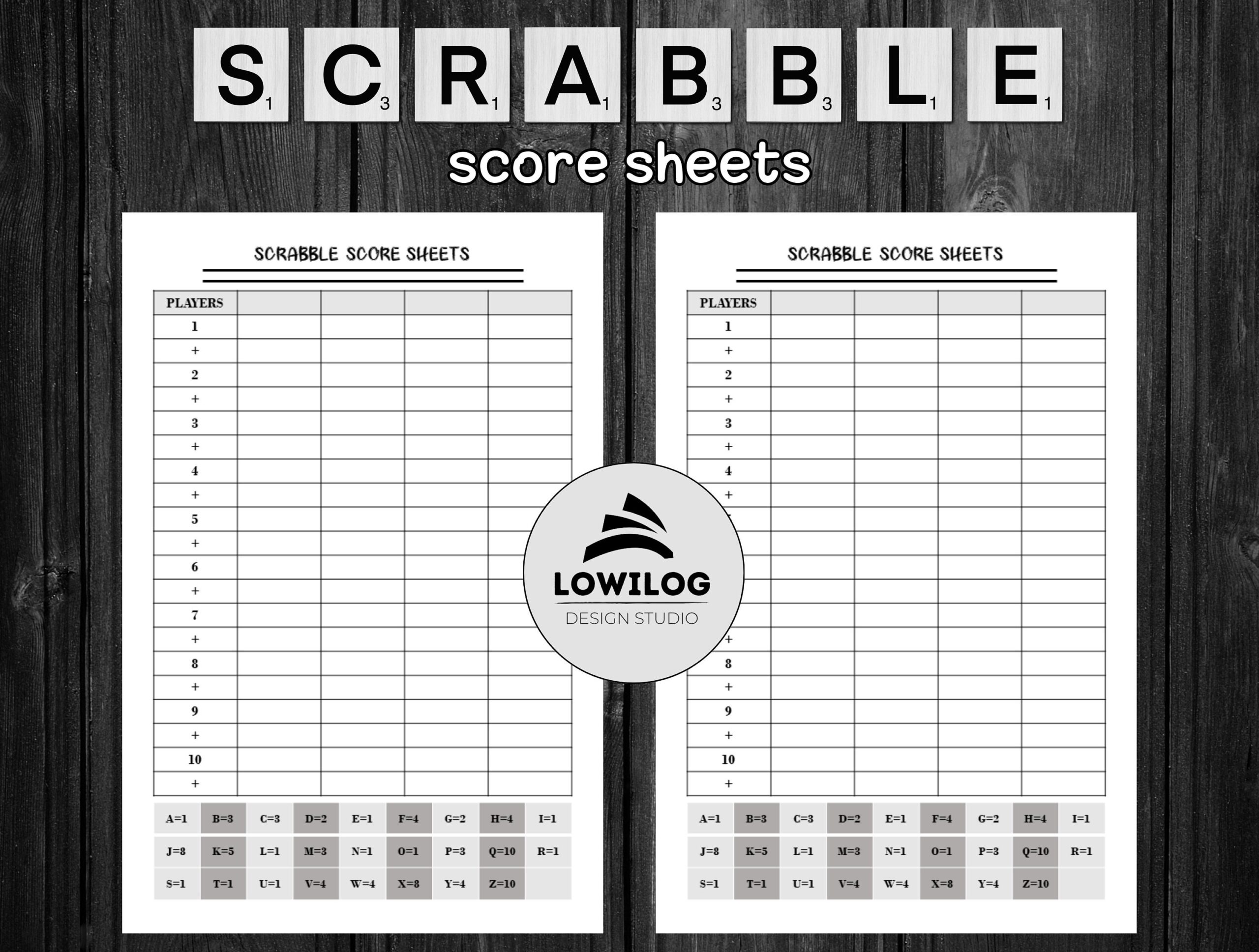 Scrabble Score Sheet Score Pads For Scrabble Game Scrabble Score 