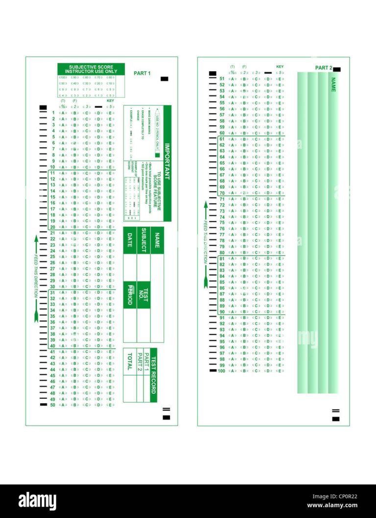 Sheet Test Score Cut Out Stock Images U0026 Pictures Alamy