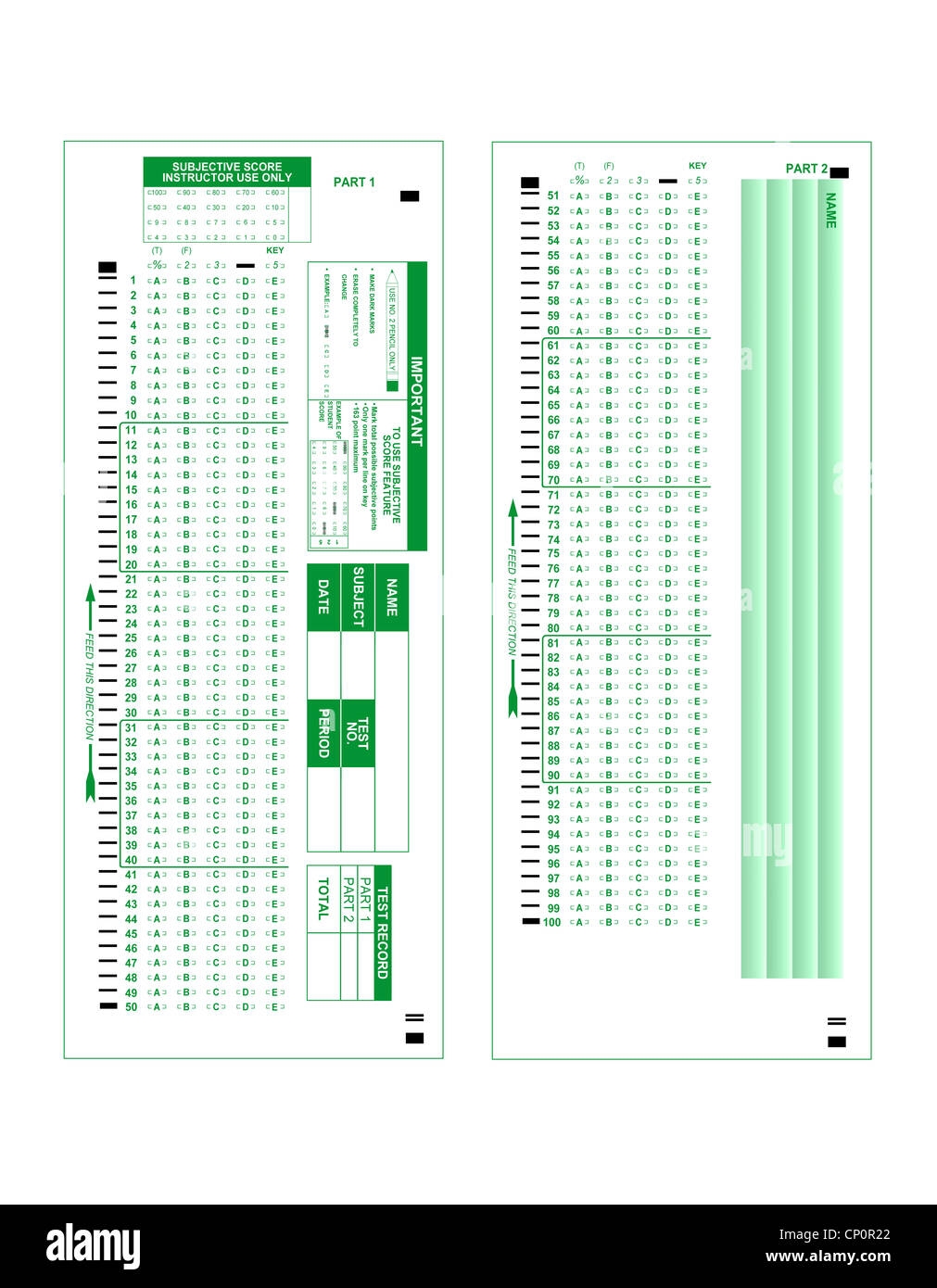 Sheet Test Score Cut Out Stock Images U0026 Pictures Alamy