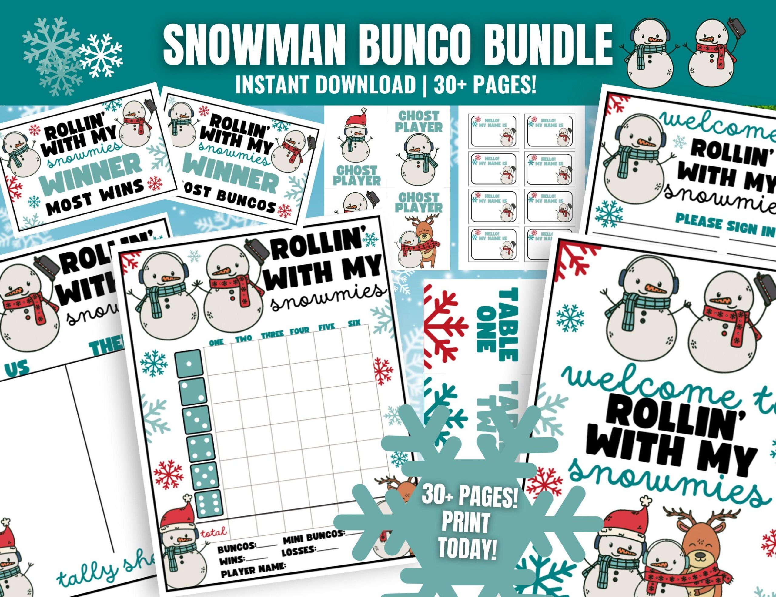 Snowman Bunco Score Sheets Snowman Bunco Score Sheets
