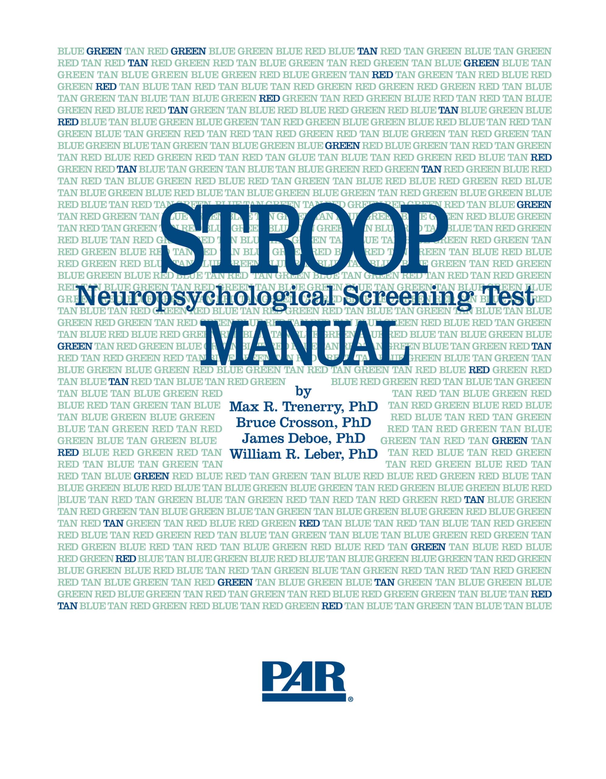 SNST Assessment Stroop Neuropsychological Screening Test Brainworx SNST Assessment Stroop Neuropsychological Screening Test Brainworx