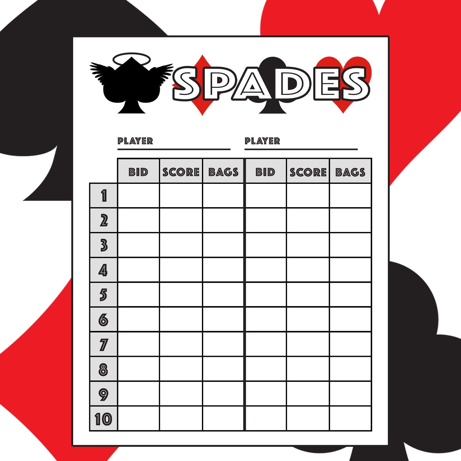 Spades Score Sheets Etsy