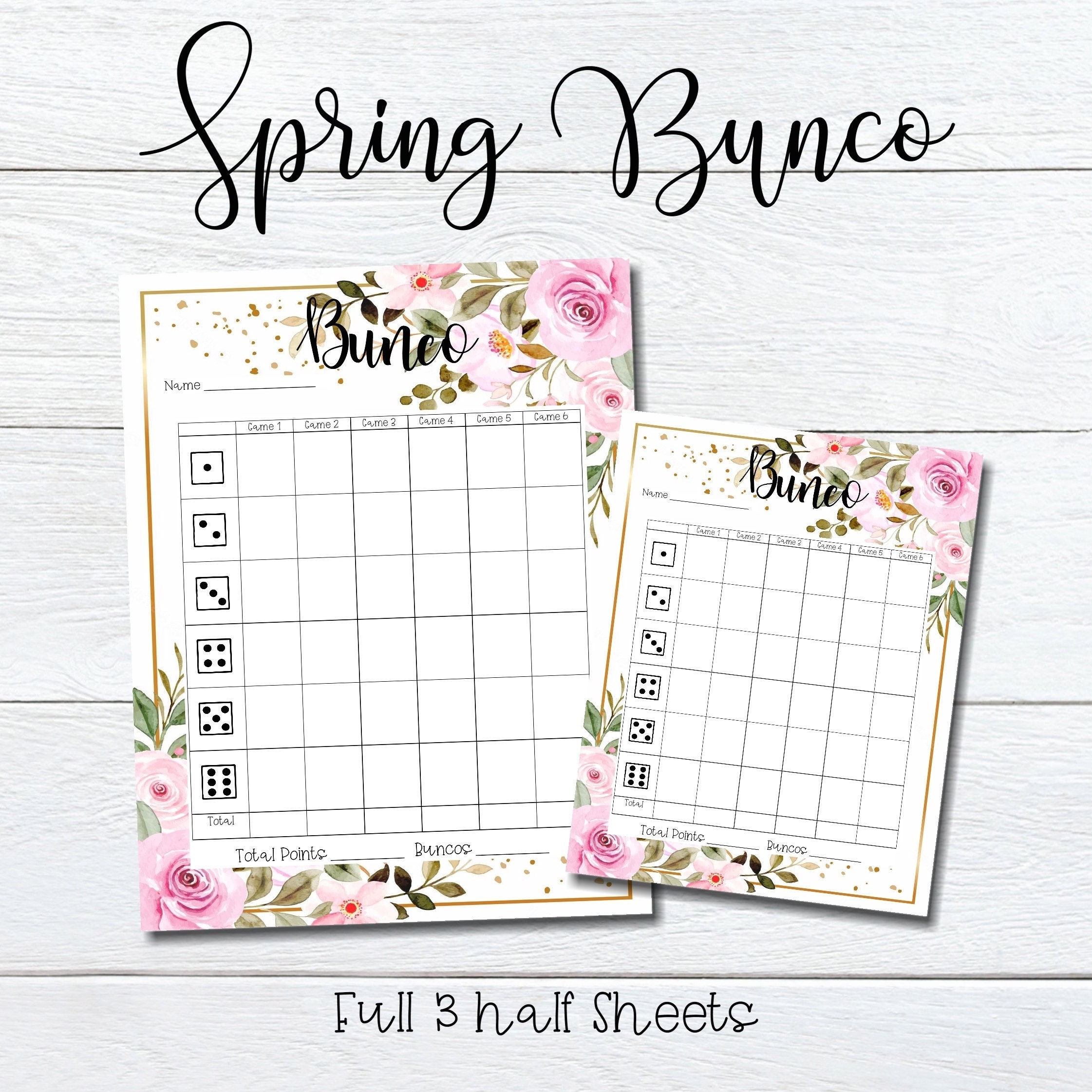 Spring Bunco Sheet Spring Bunco Score Cards April Bunco May 