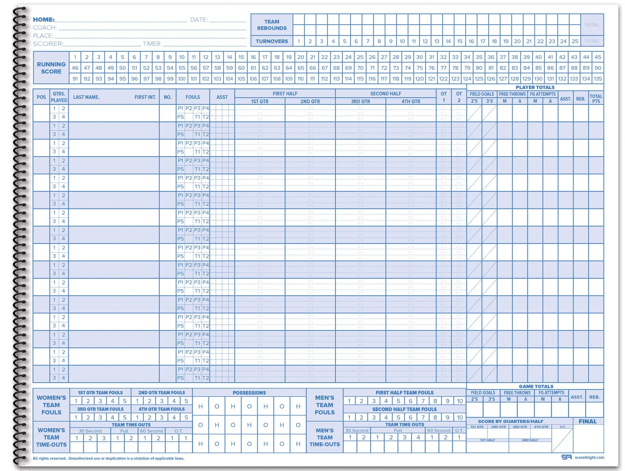 SR Basketball Scorebook Amazon in Sports Fitness U0026 Outdoors