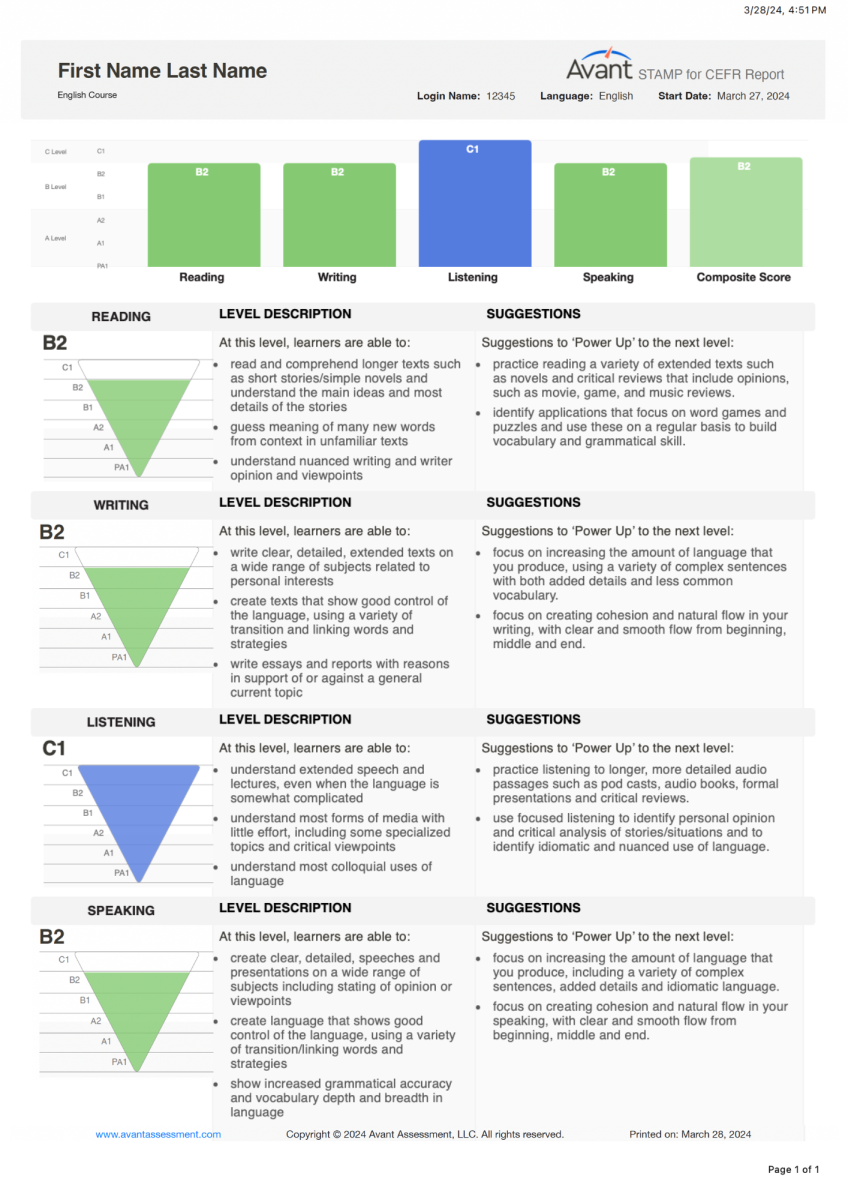 STAMP For CEFR Parent Guide Avant Assessment