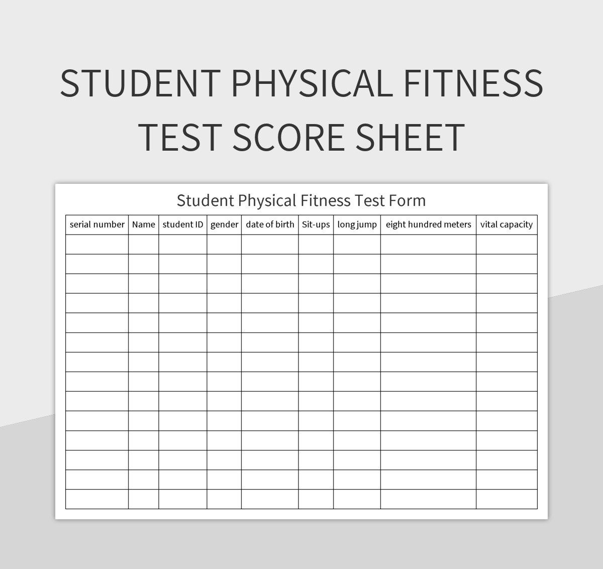 Student Physical Fitness Test Score Sheet Excel Template And 