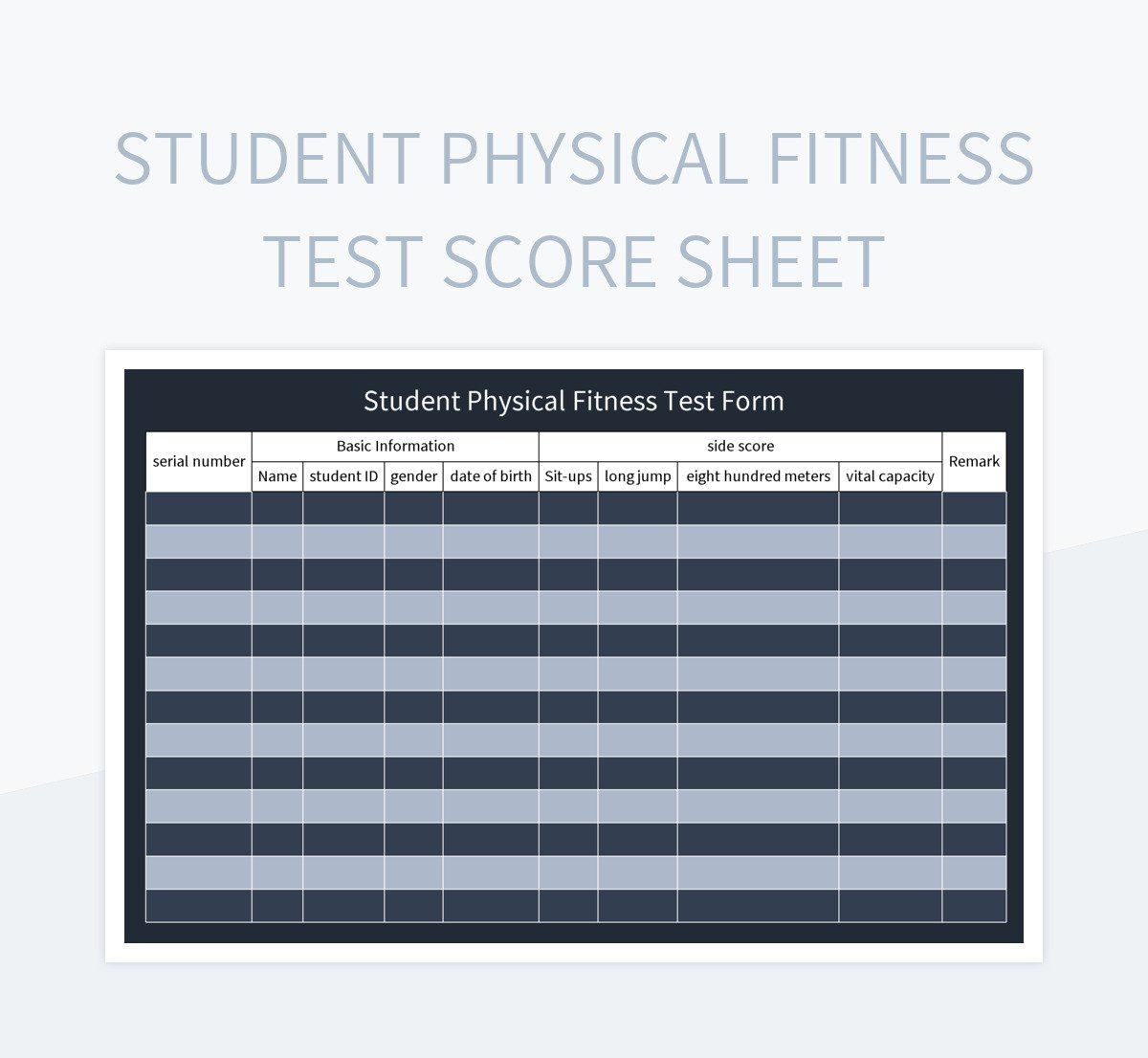 Student Physical Test Score Sheet Excel Template And Google Sheets File For Free Download Slidesdocs Student Physical Test Score Sheet Excel Template And Google Sheets File For Free Download Slidesdocs