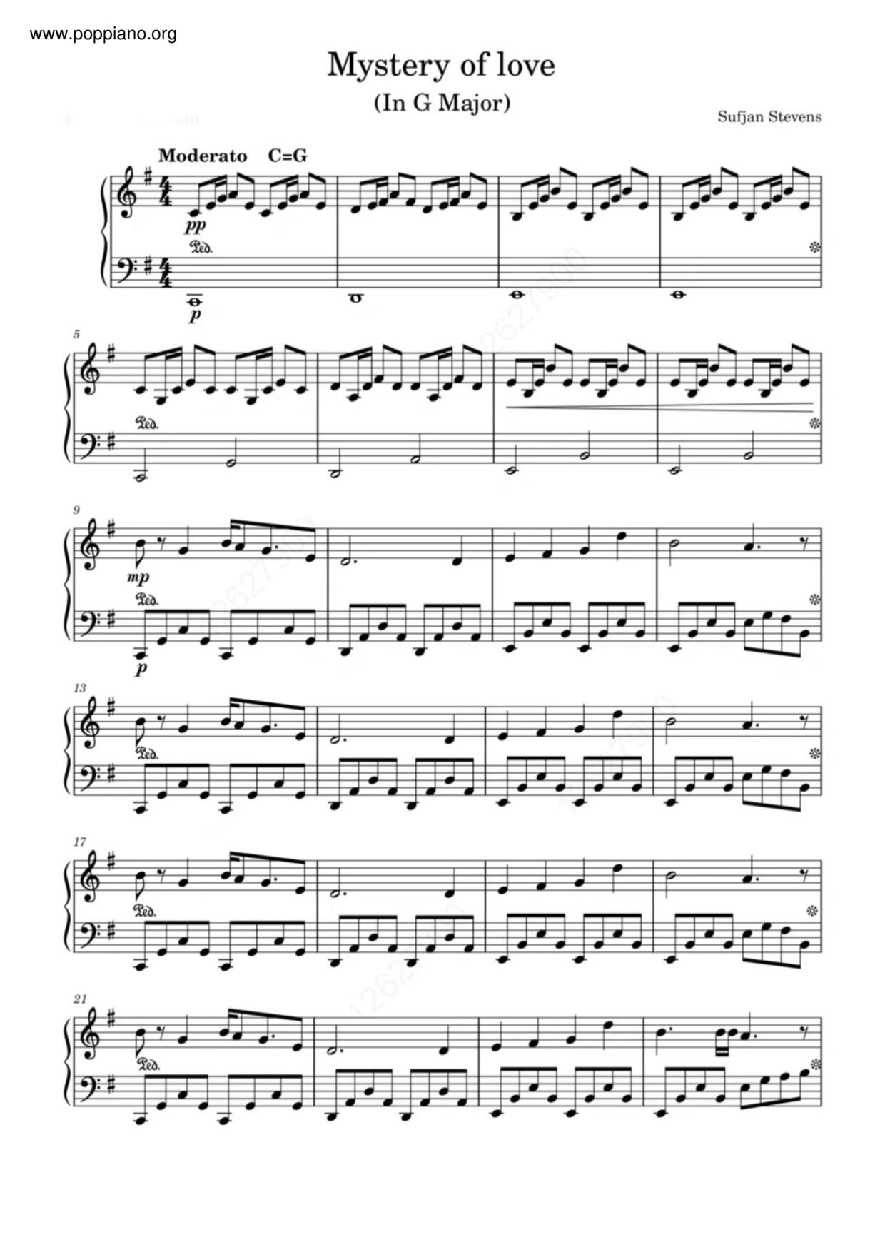 Sufjan Stevens Mystery Of Love Sheet Music Pdf Free Score Download Sufjan Stevens Mystery Of Love Sheet Music Pdf Free Score Download