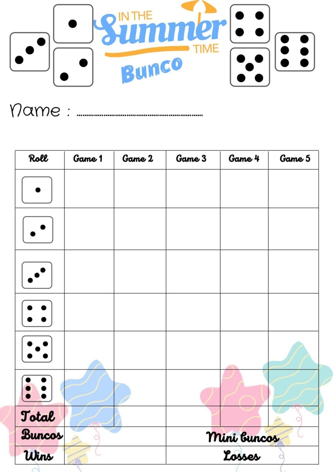 Summer Bunco Score Card Bunco Scoresheet Bunco Score Pads Printable File PDF Download 8 5x11 Etsy Summer Bunco Score Card Bunco Scoresheet Bunco Score Pads Printable File PDF Download 8 5x11 Etsy