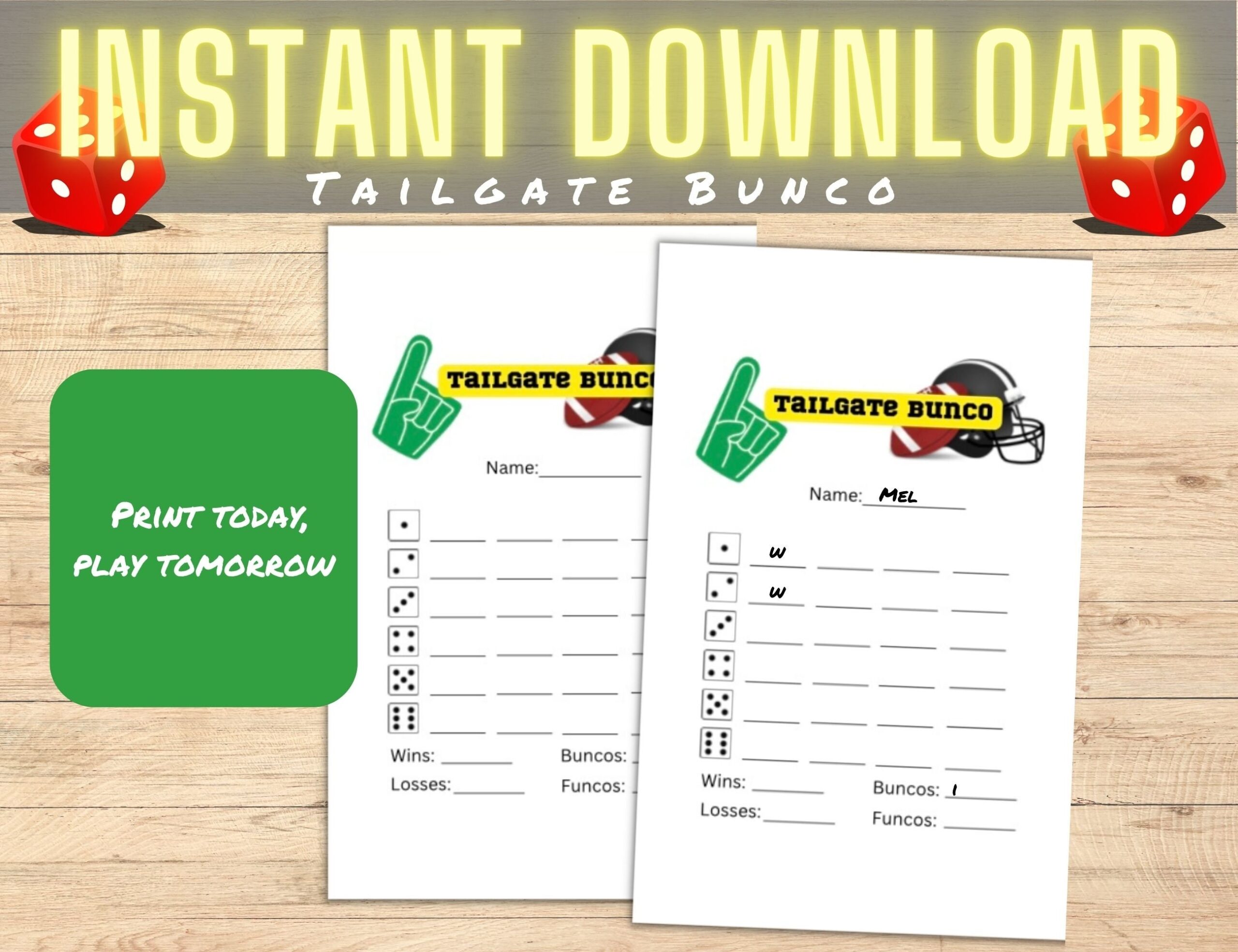 Tailgate Bunco Printable Bundle Bunco Game Night Super Bowl Bunco Football Themed Bunco Super Bowl 2025 Etsy