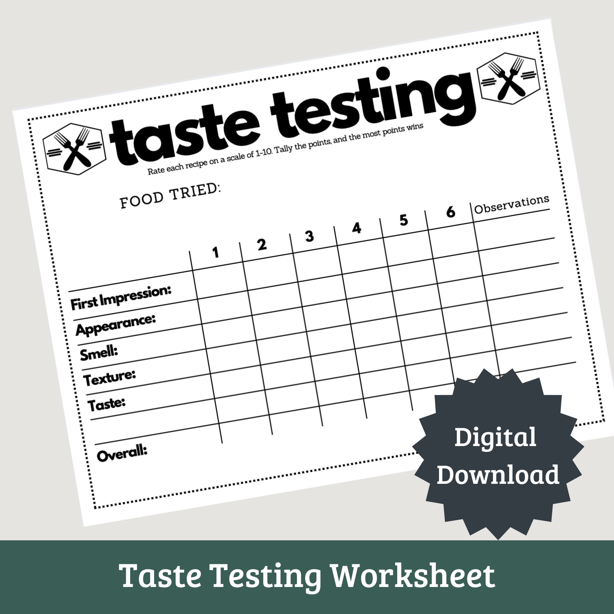 Multiple Product Taste Test Score Sheet Multiple Product Taste Test Score Sheet