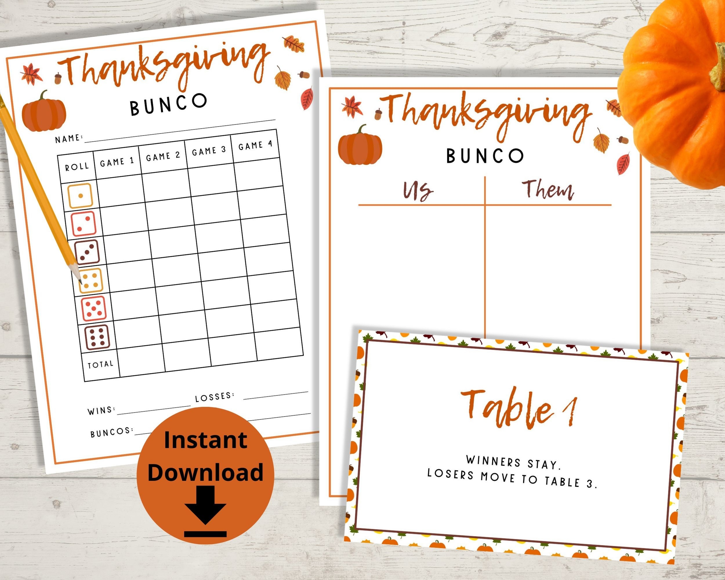 Thanksgiving Bunco Fall Bunco Score Cards Printable Bunco Game 