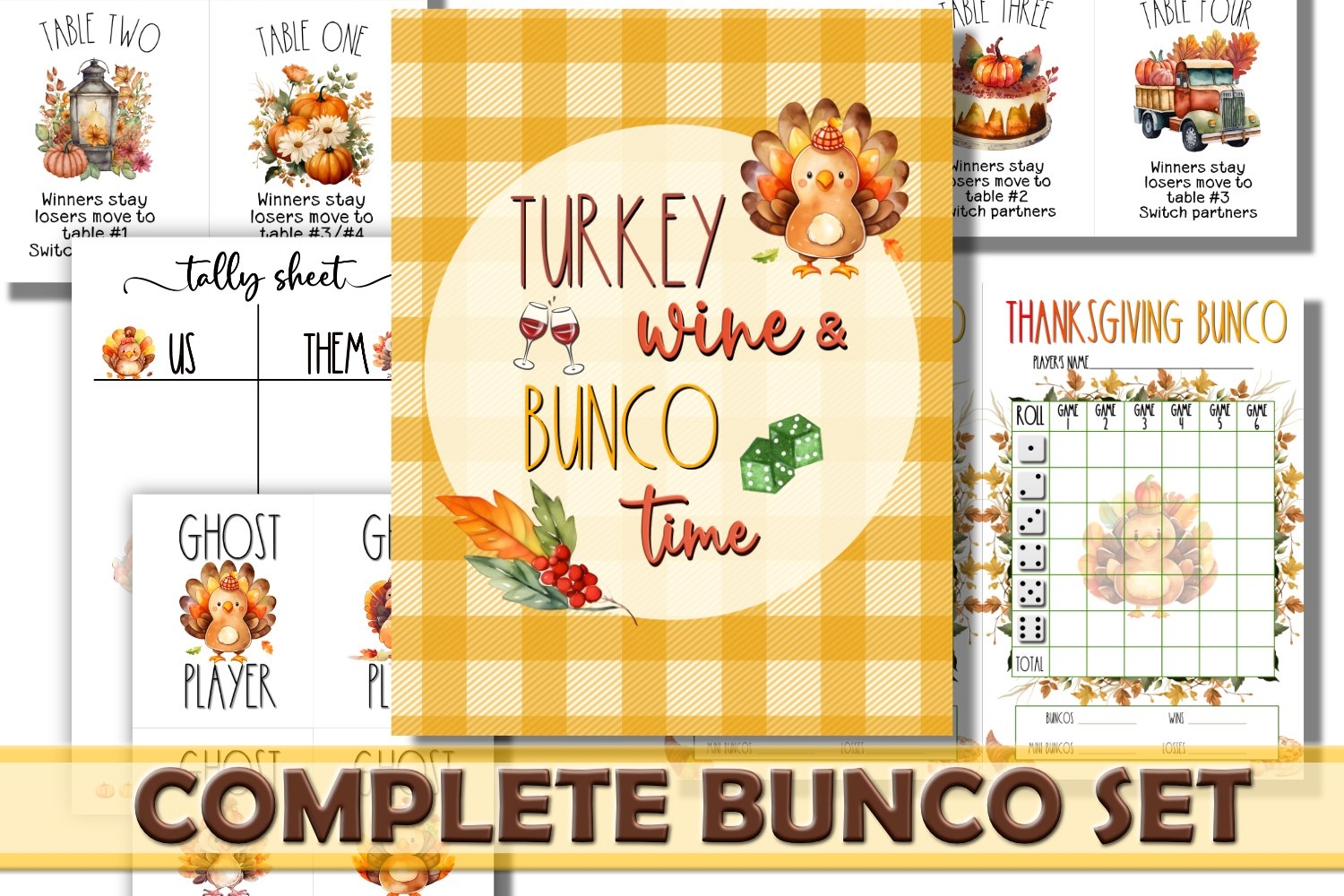 Thanksgiving Bunco Score Cards Printable Fall Bunco